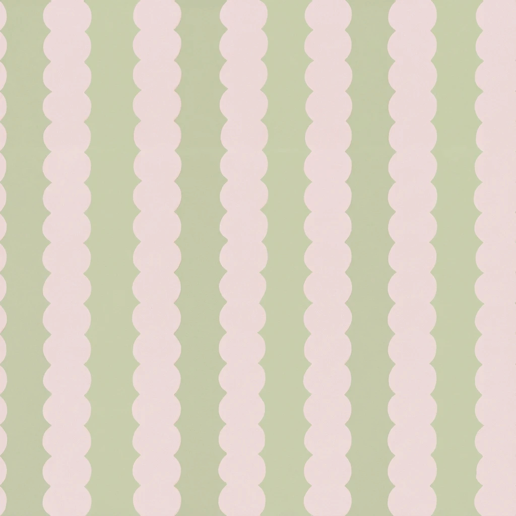 Juliet's Garden Pistachio and Bubble Stripe Wallpaper