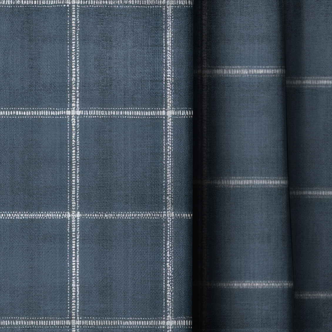 Blueford Check - Drapery — close up