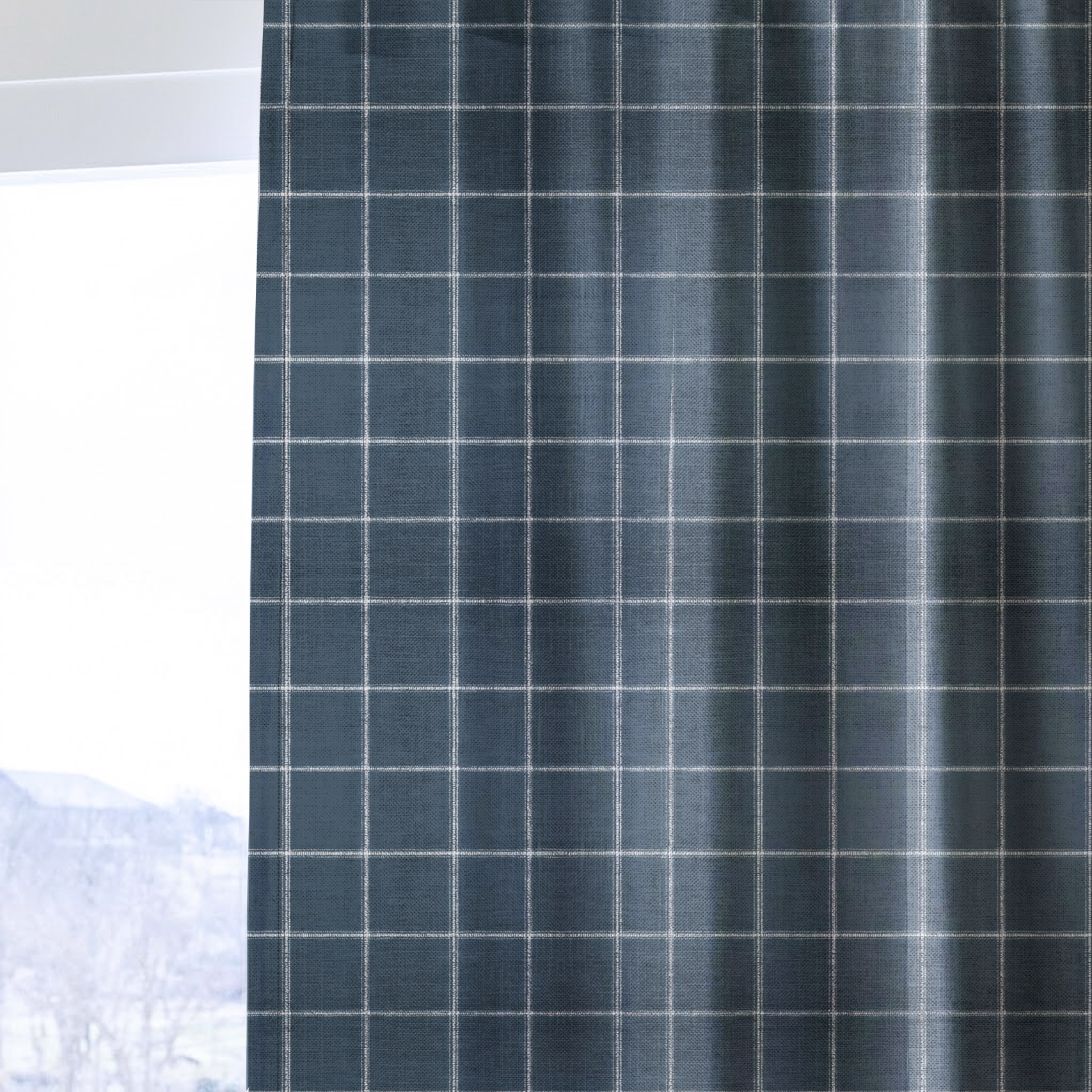Blueford Check - Drapery — one panel