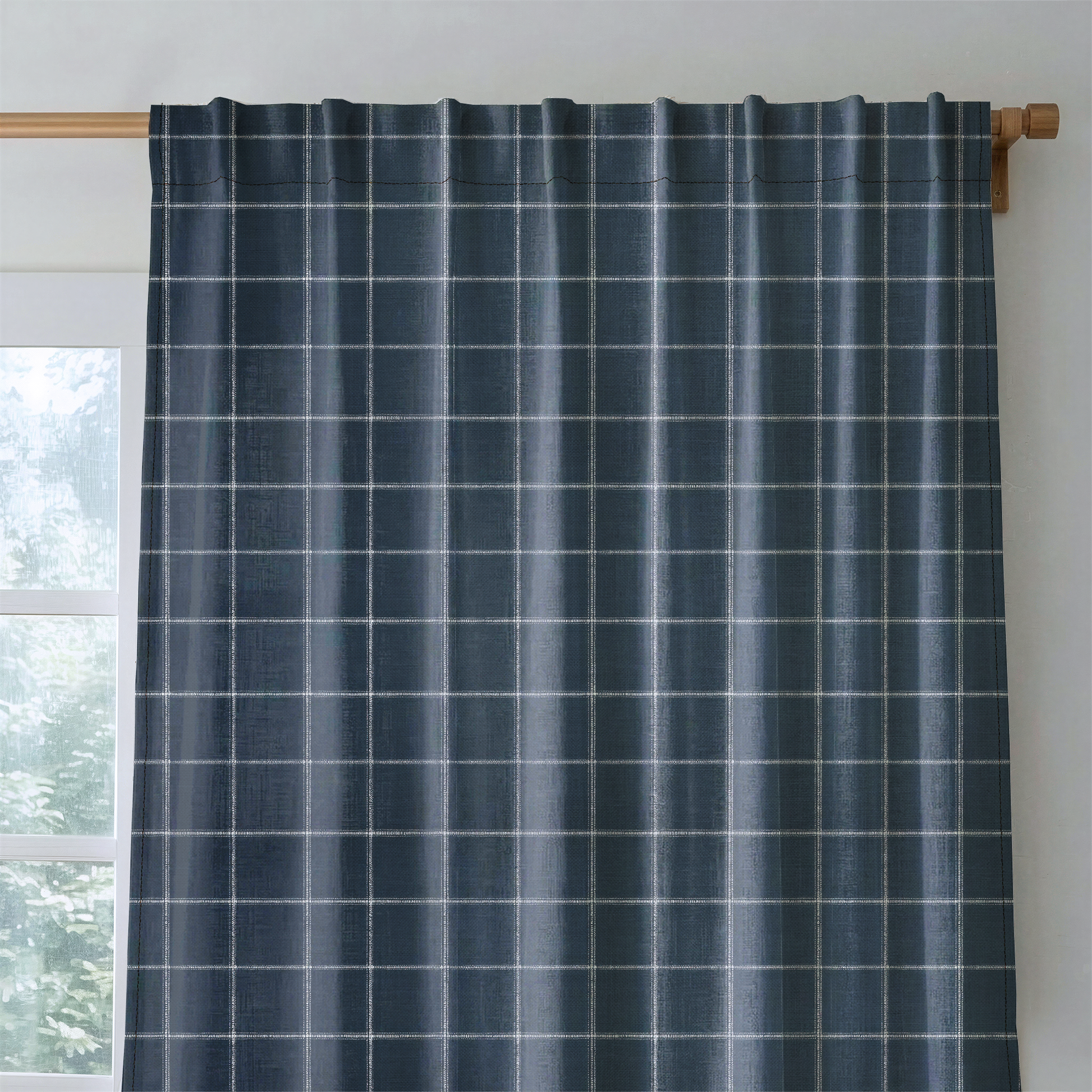Blueford Check - Drapery — rod