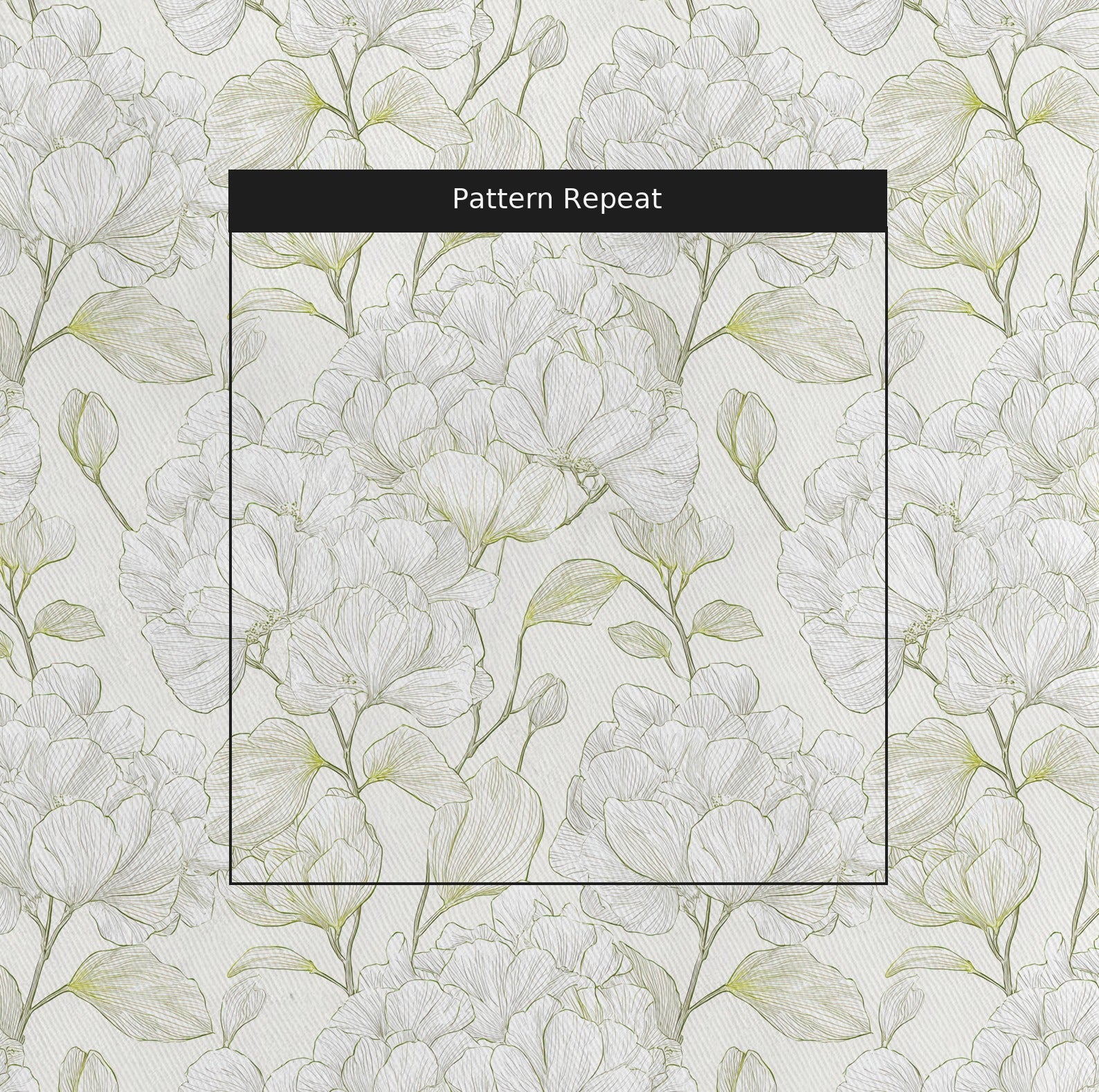 Yellow Hue Hydrangea Fabric by the Yard — pattern repeat