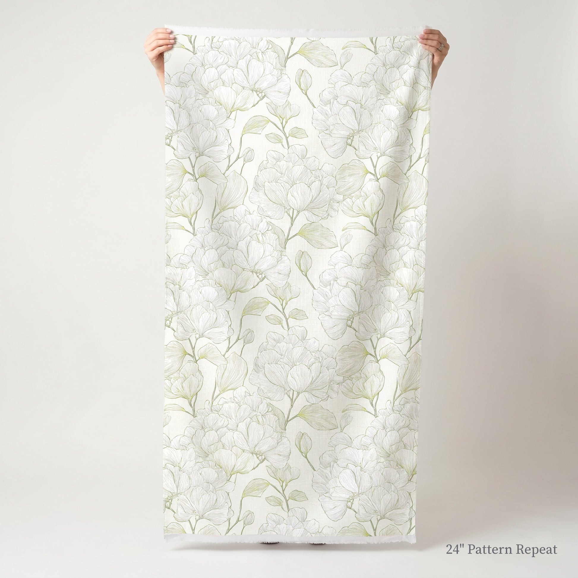 Yellow Hue Hydrangea Fabric by the Yard