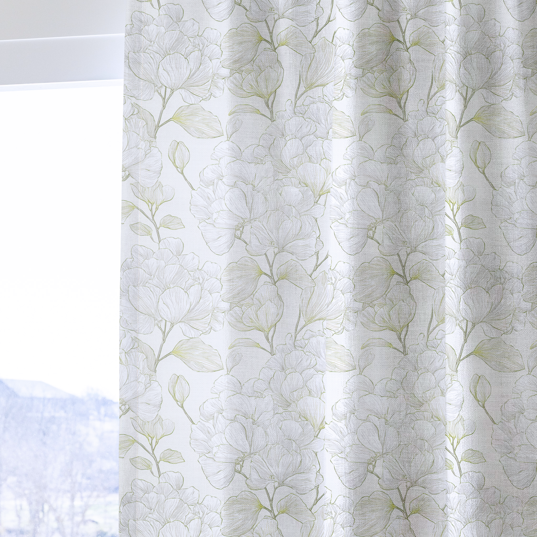 Yellow Hue Hydrangea - Drapery — one panel