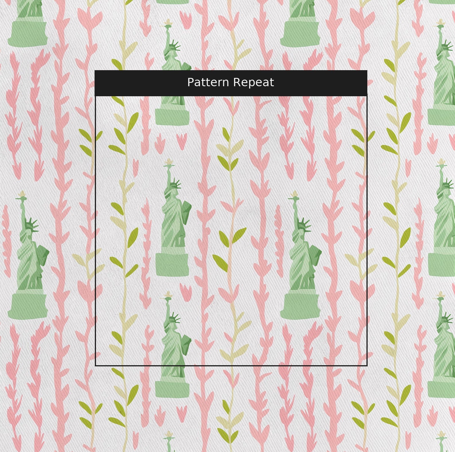 Lady Liberty Fabric by the Yard — pattern repeat