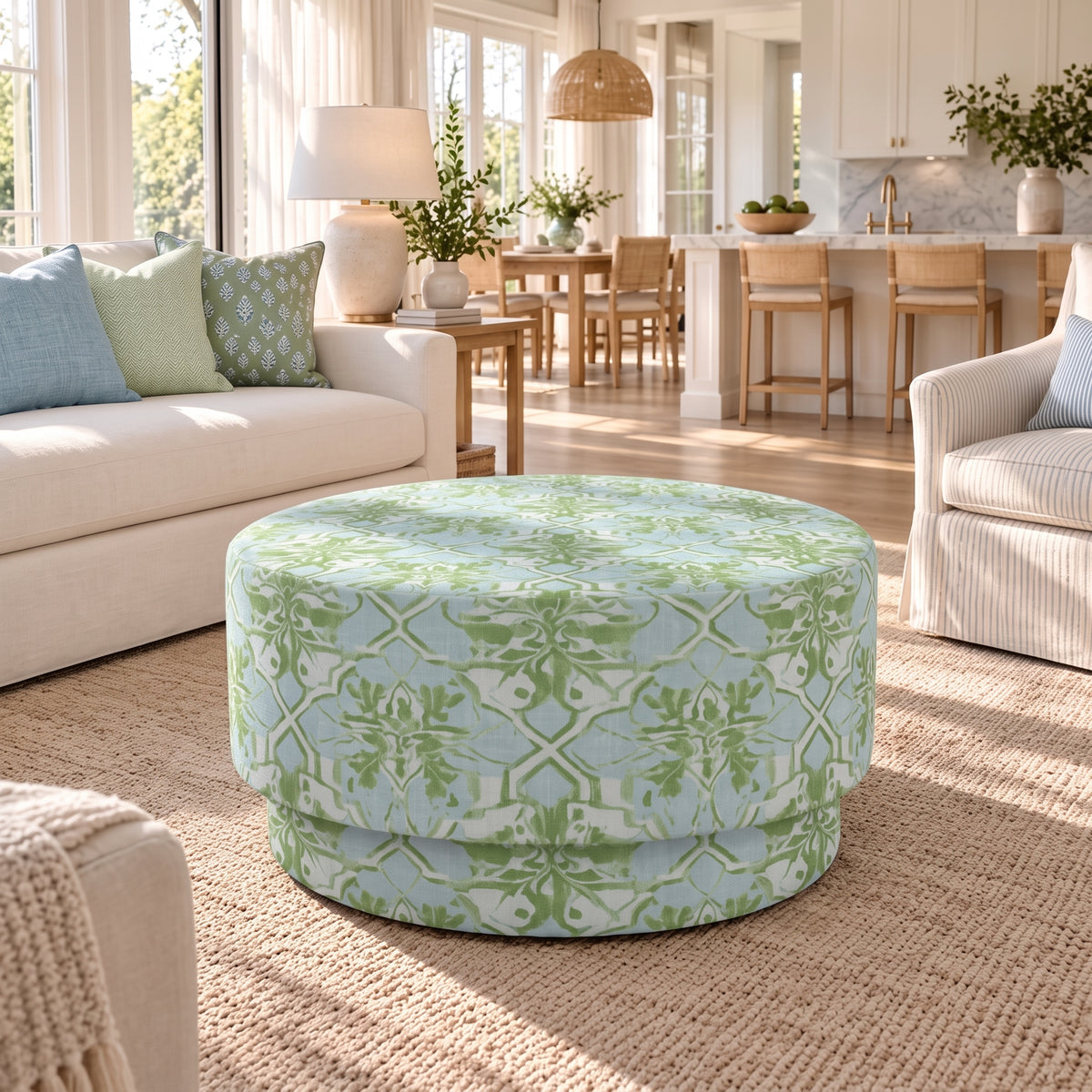 The Adelaide Ottoman in Key Lime