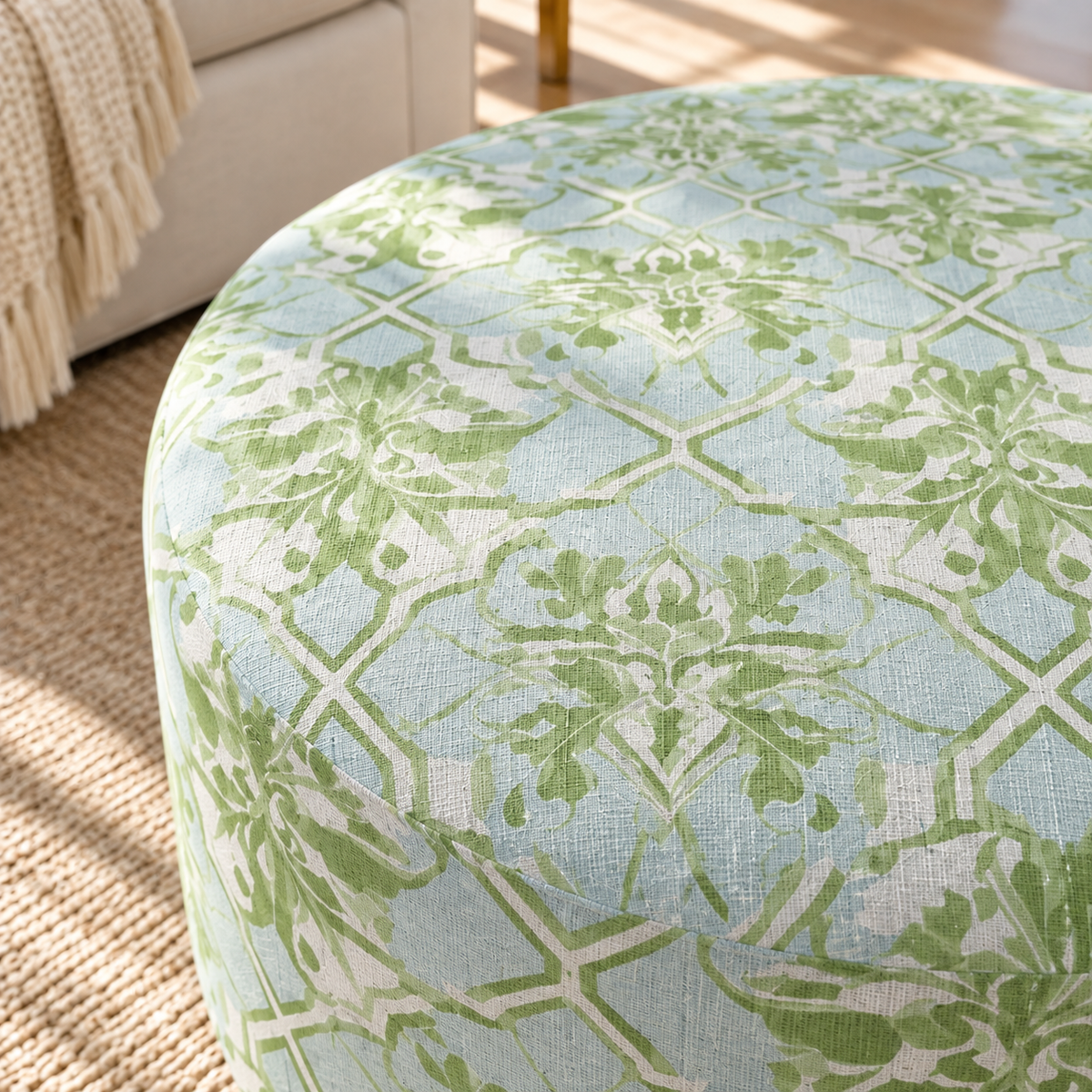 The Adelaide Ottoman in Key Lime