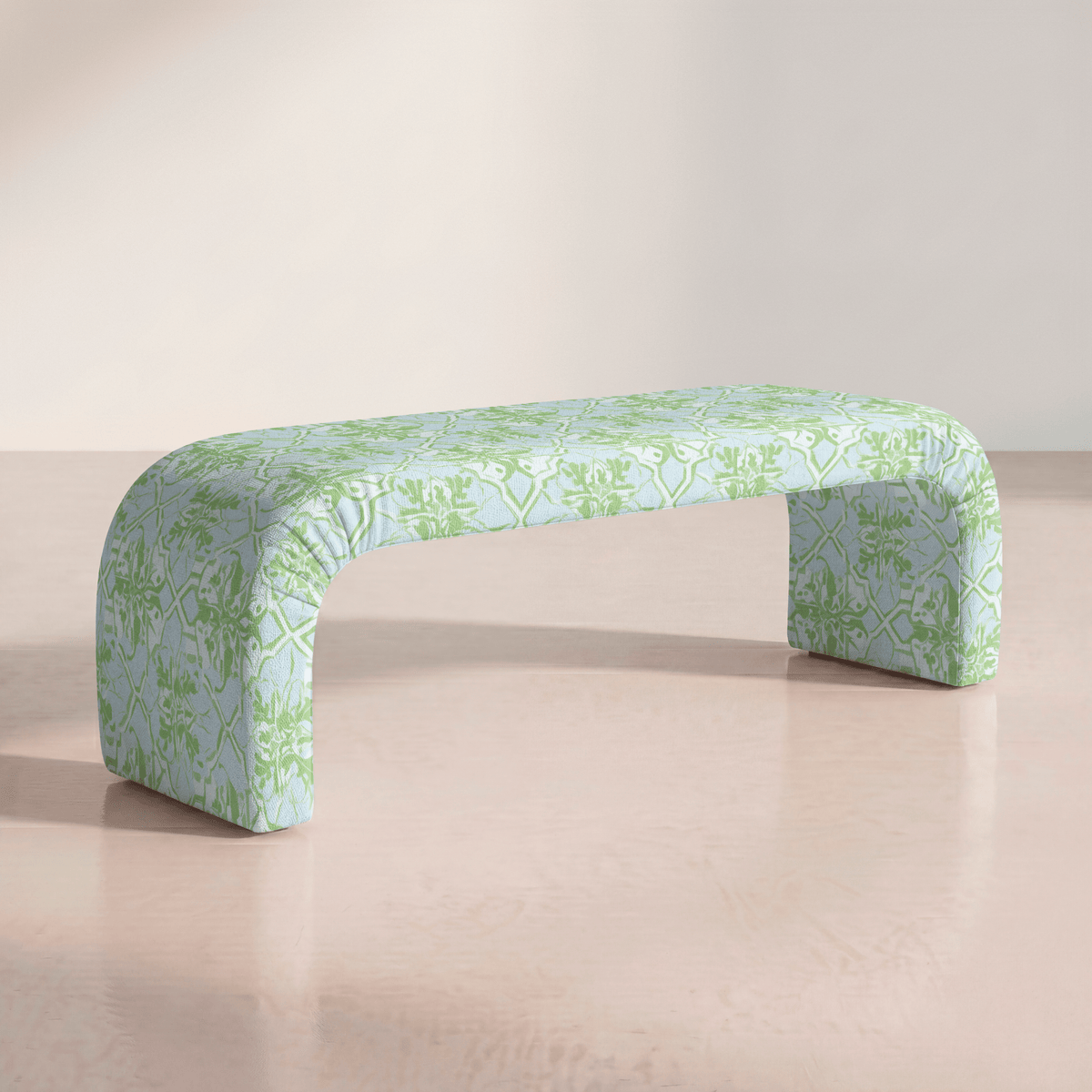 The Lewis Ottoman in Key Lime - Lemon Park