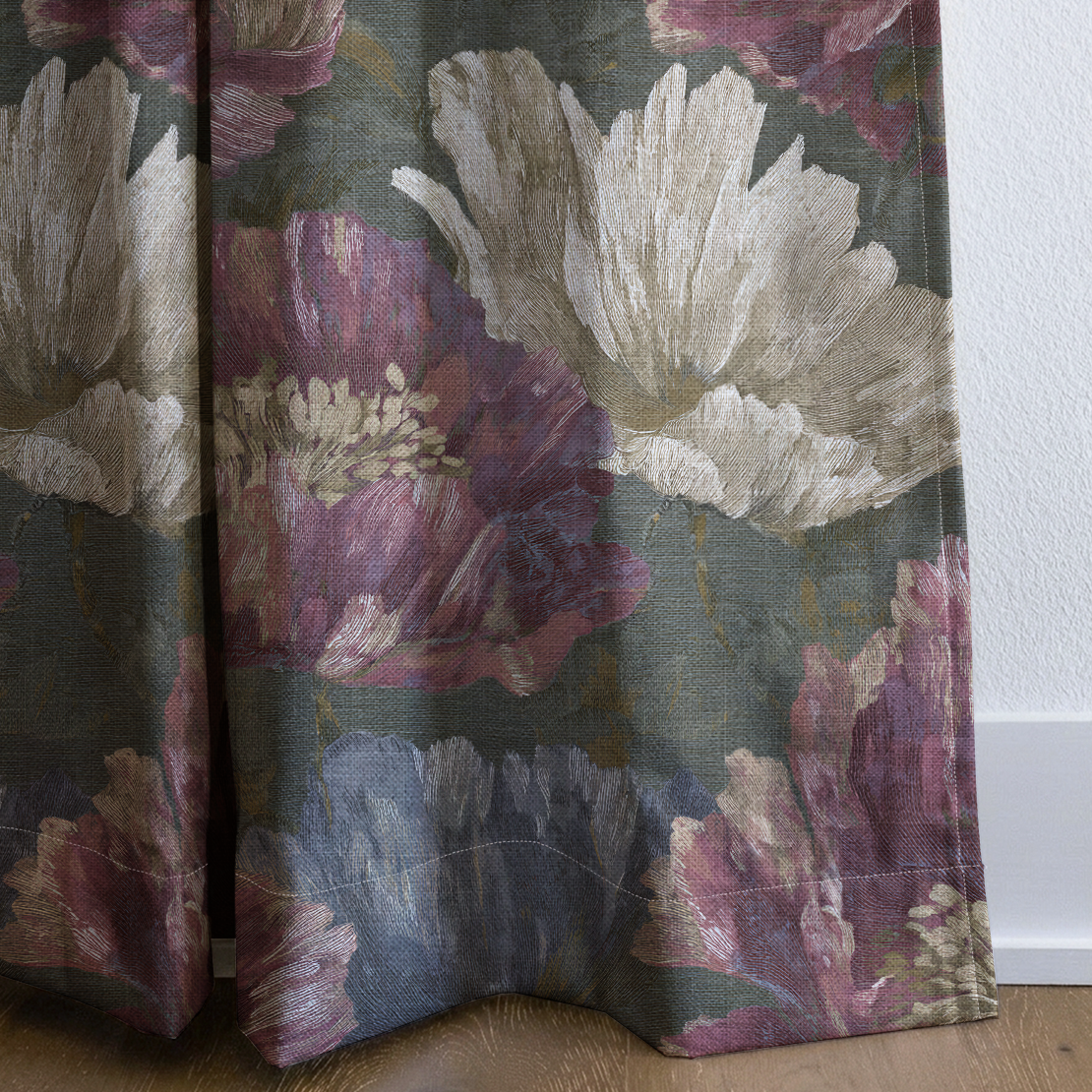 Velvet Poppy - Drapery — corner closeup