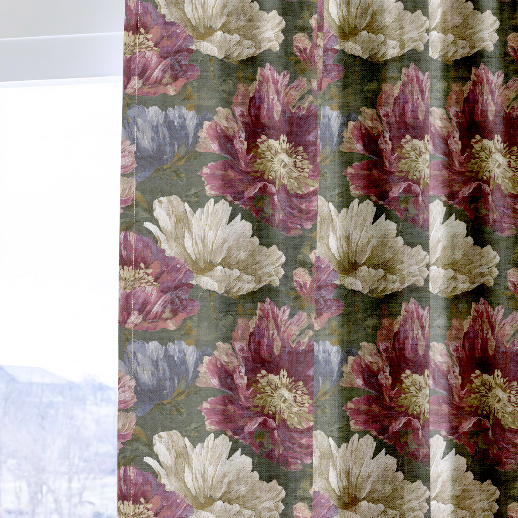 Velvet Poppy - Drapery — one panel