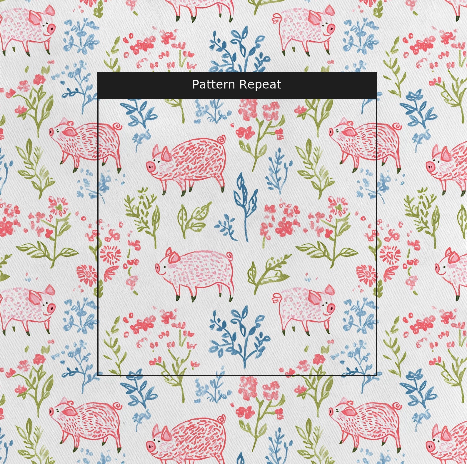 These Piggies Fabric by the Yard — pattern repeat