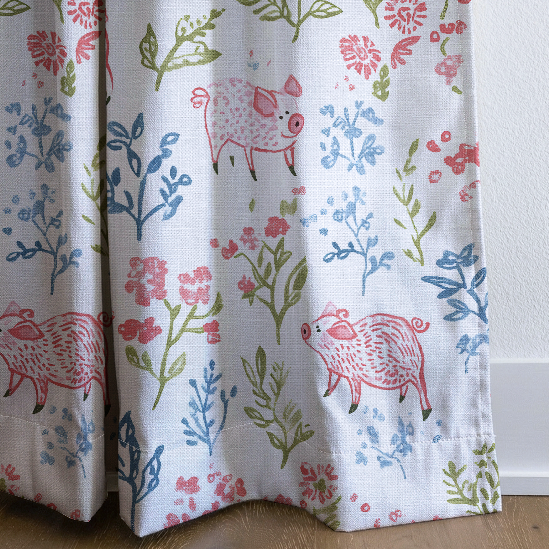 These Piggies - Drapery — corner closeup