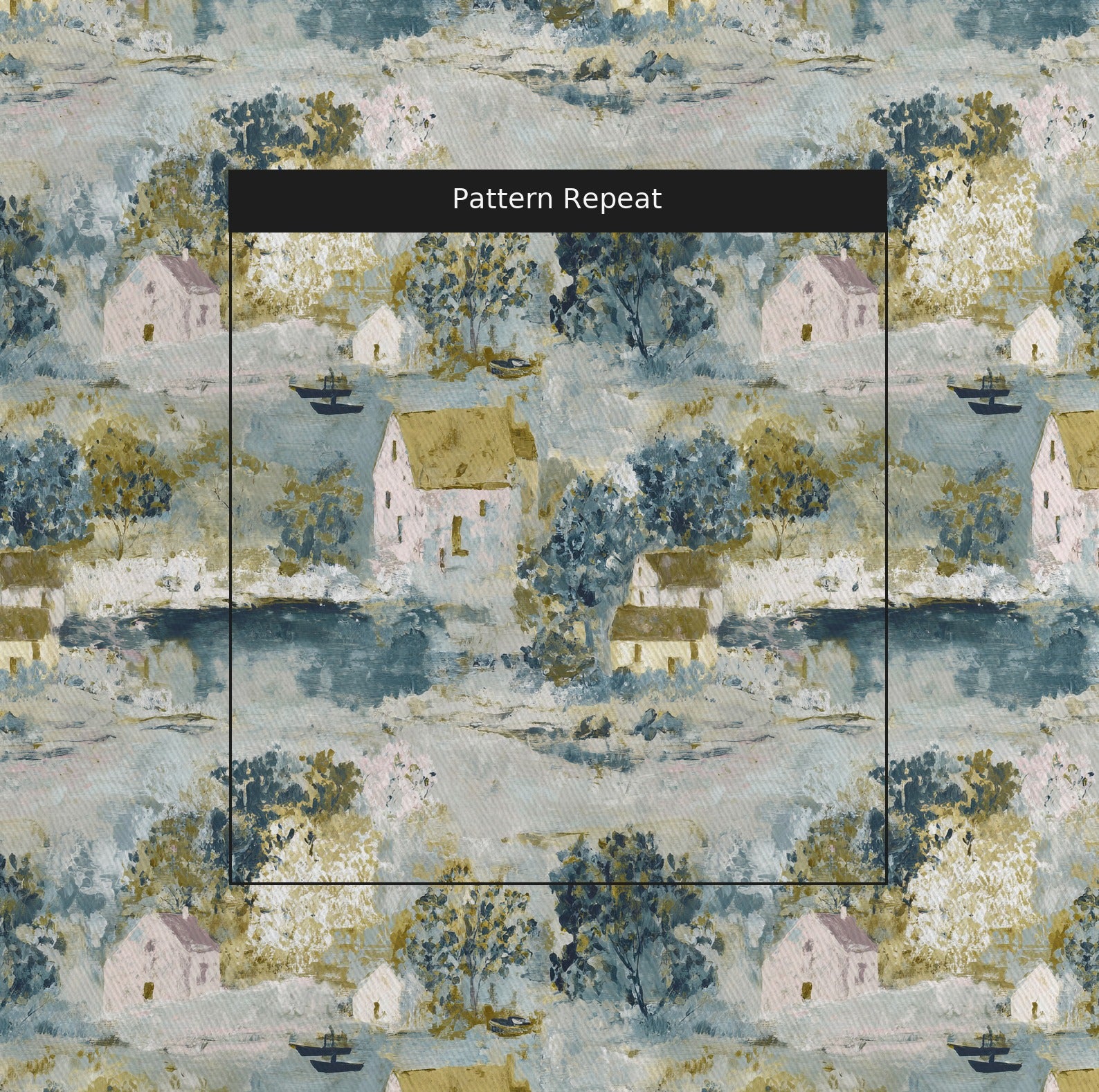 Storybook Green Fabric by the Yard — pattern repeat