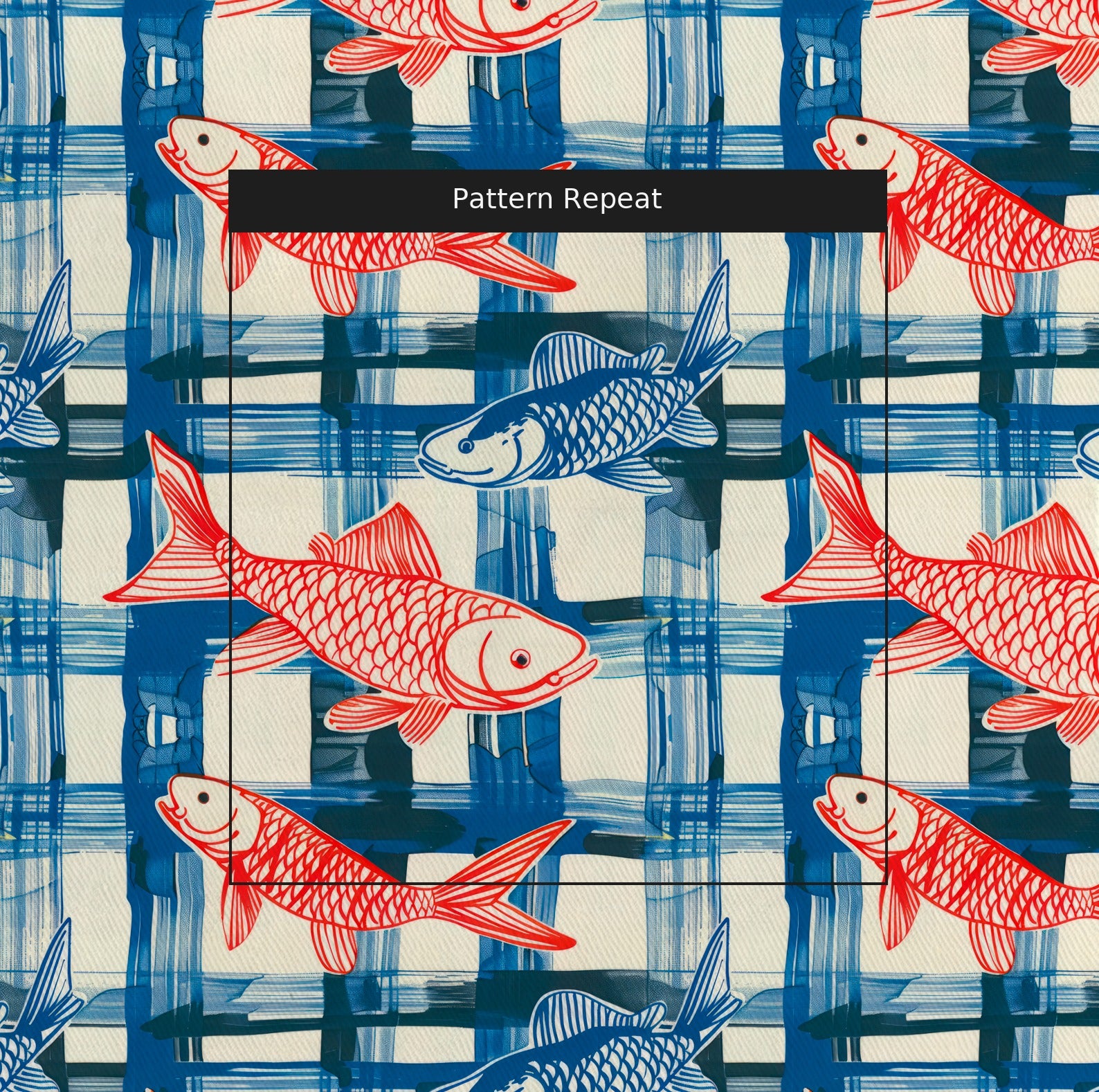 Coraline's Koi Fabric by the Yard — pattern repeat