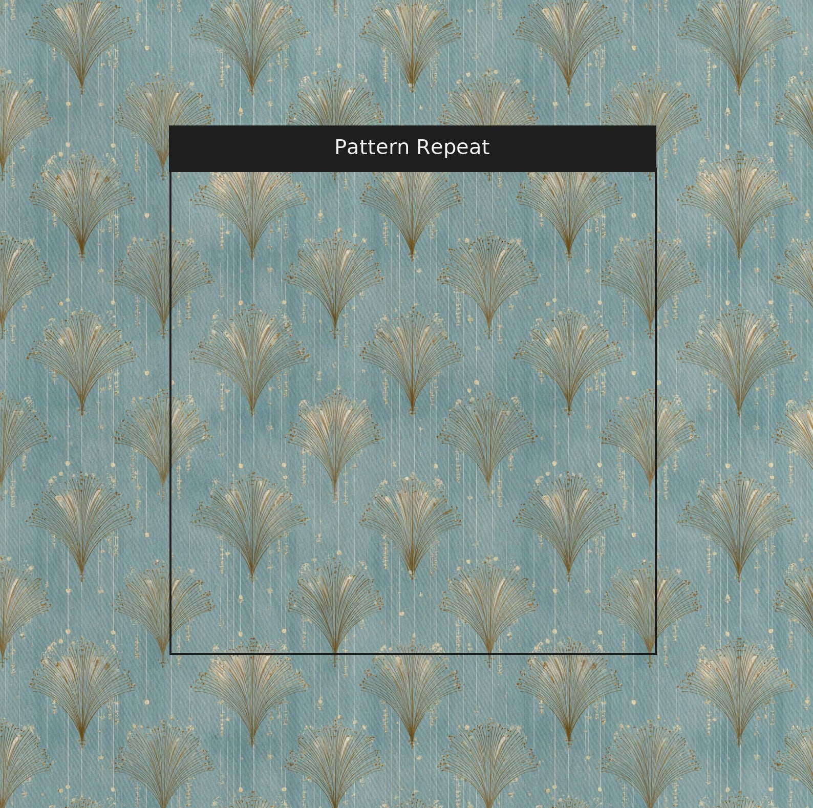 Gold Fanning Fabric by the Yard — pattern repeat