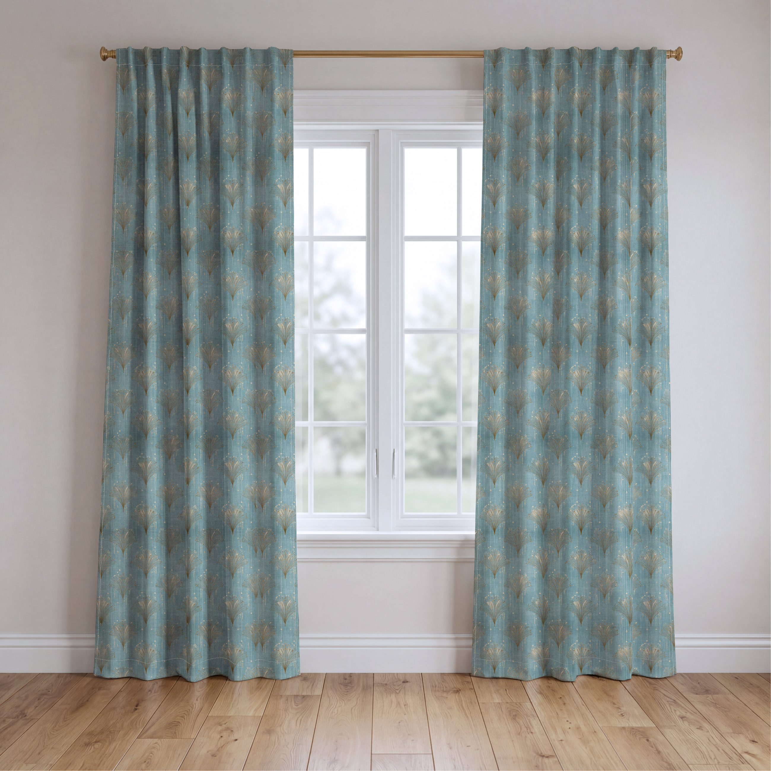 Gold Fanning - Drapery — two panels