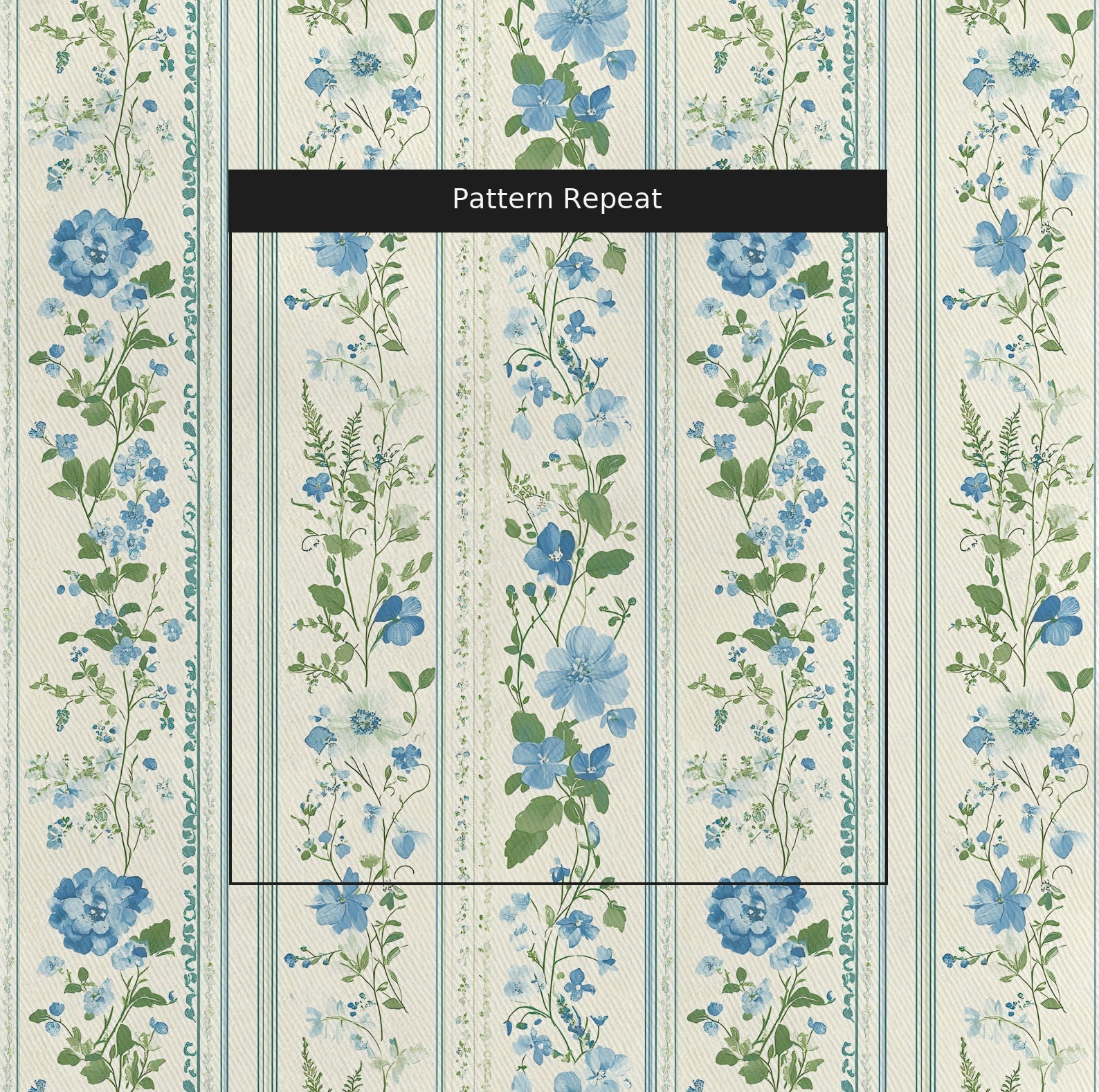 Bluebell Stripe Fabric by the Yard — pattern repeat
