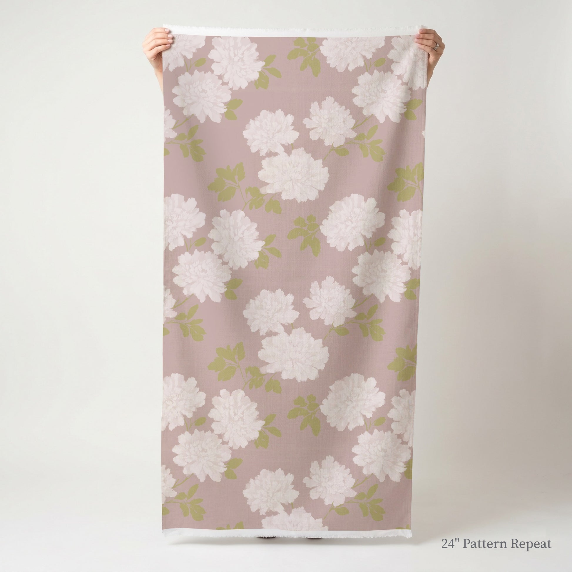 Dusty Rose Peonies Fabric by the Yard