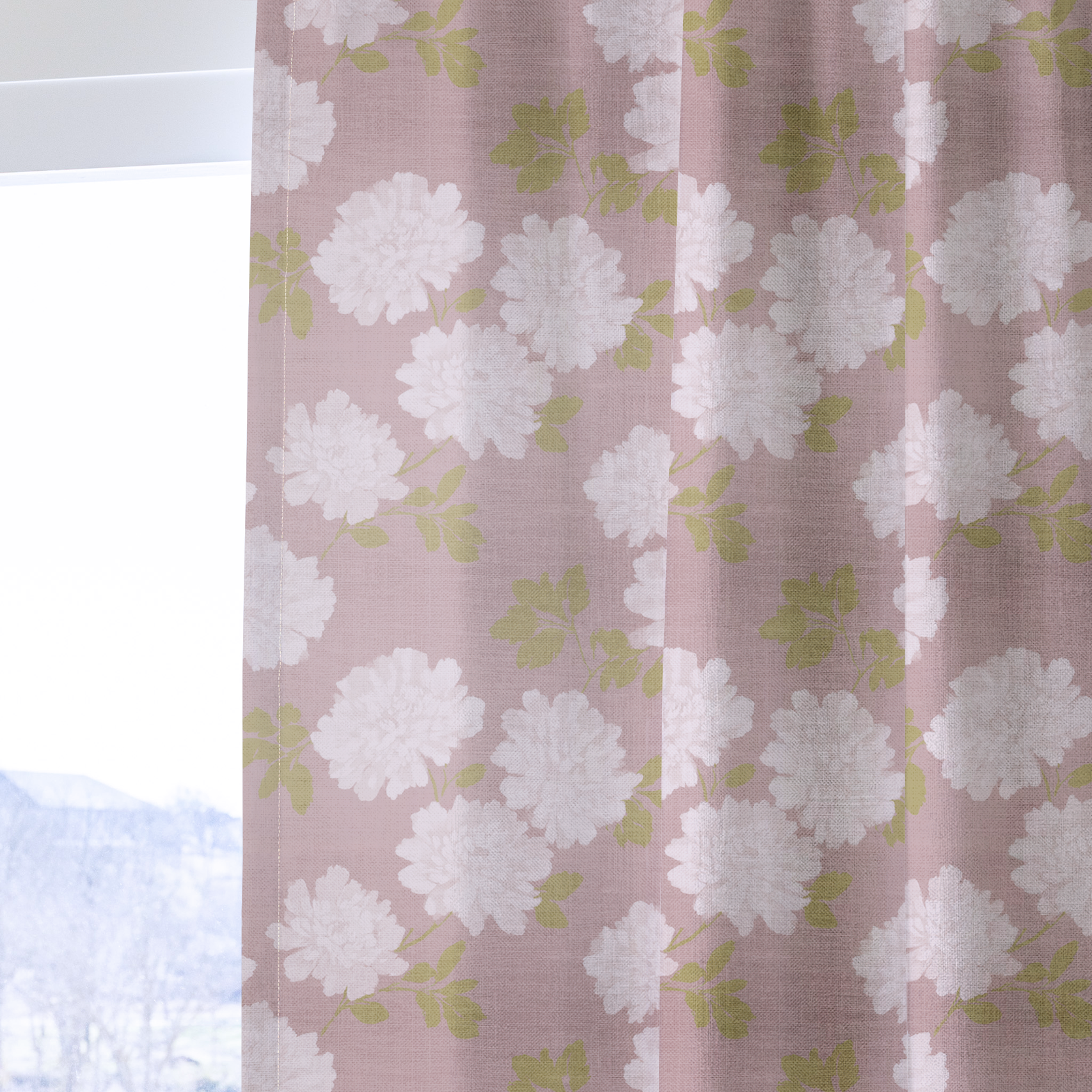 Dusty Rose Peonies - Drapery — one panel