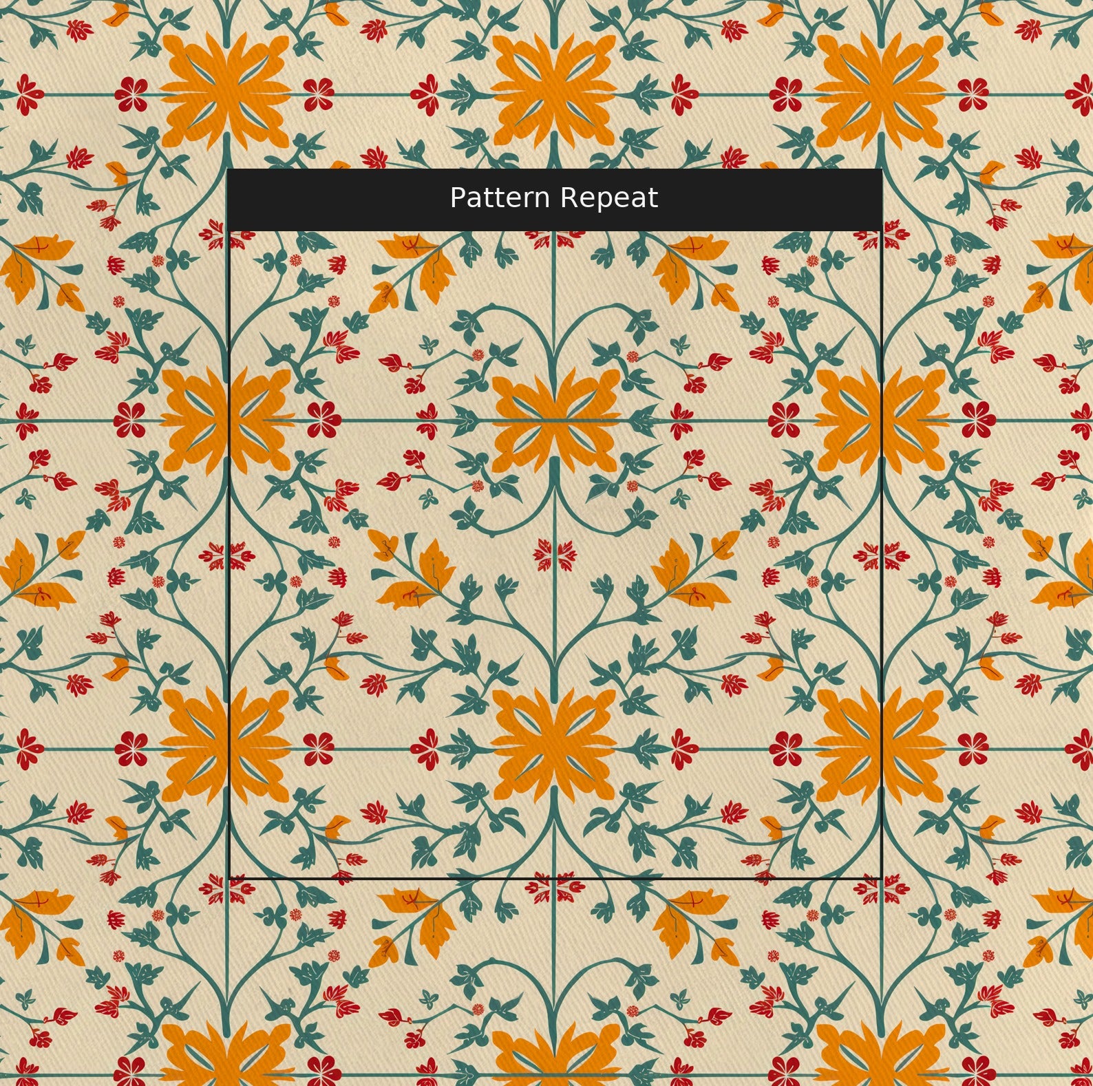Botanical Ballet Fabric by the Yard — pattern repeat
