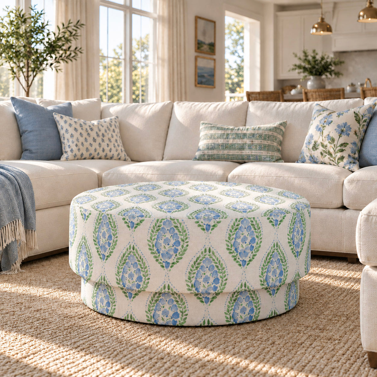 The Adelaide Ottoman in Leaf Me Be