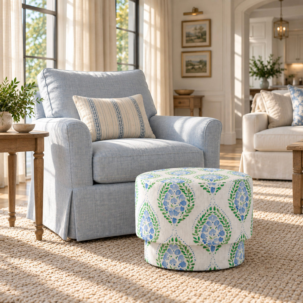 The Adelaide Ottoman in Leaf Me Be