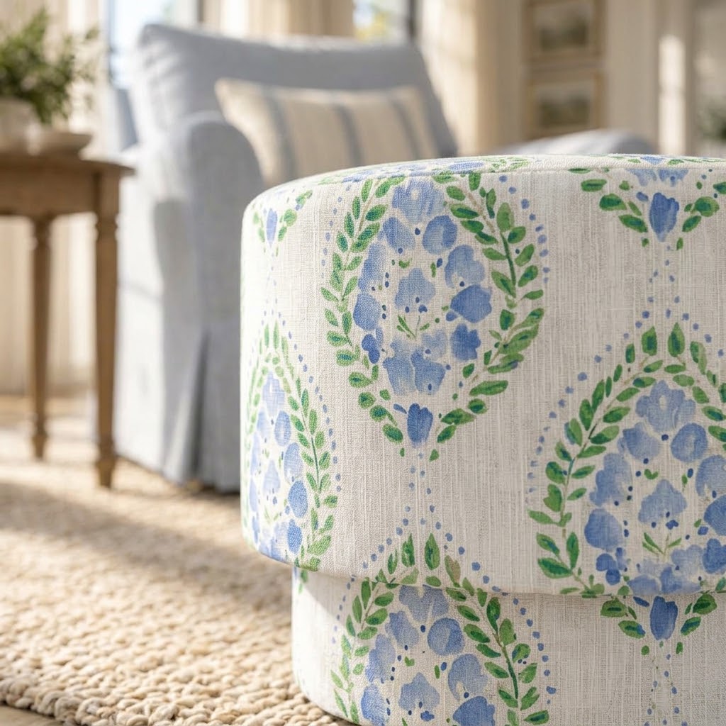 The Adelaide Ottoman in Leaf Me Be