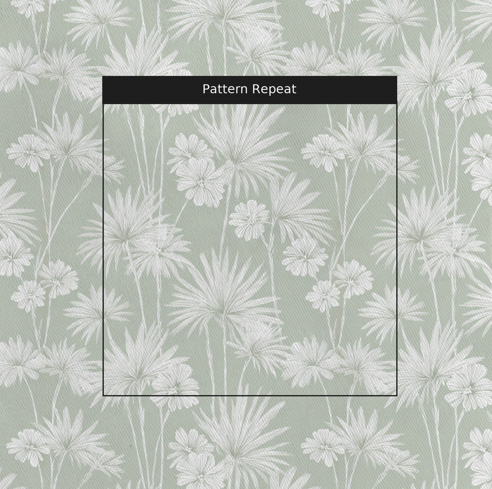 Drawn Palm Fabric by the Yard — pattern repeat