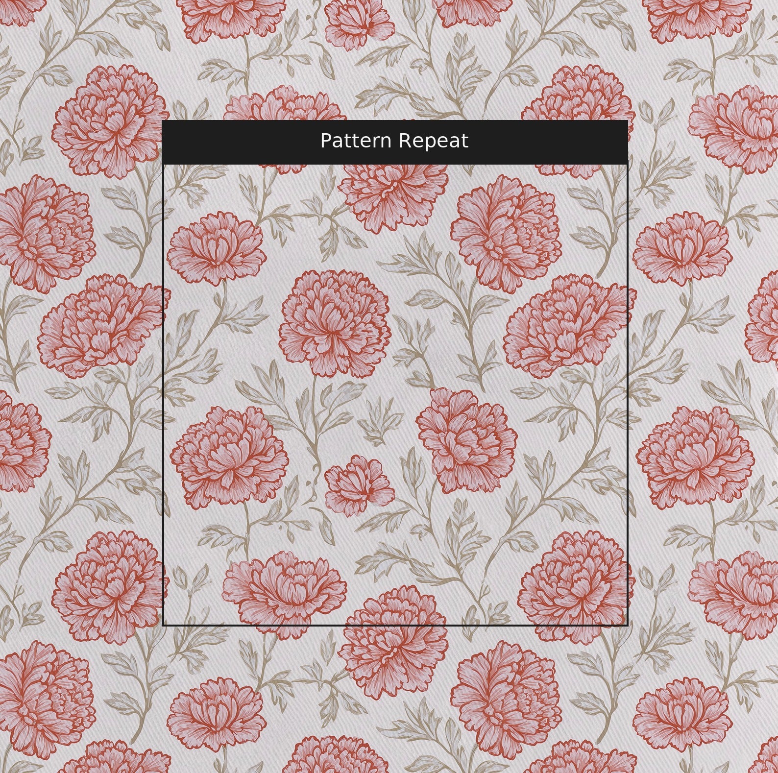 Antique Rose Fabric by the Yard — pattern repeat