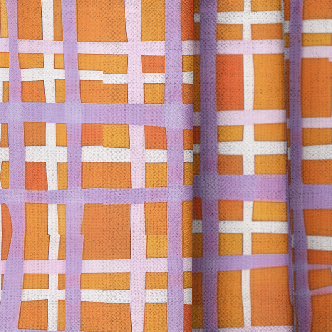 Peachy Gridlock - Drapery — close up