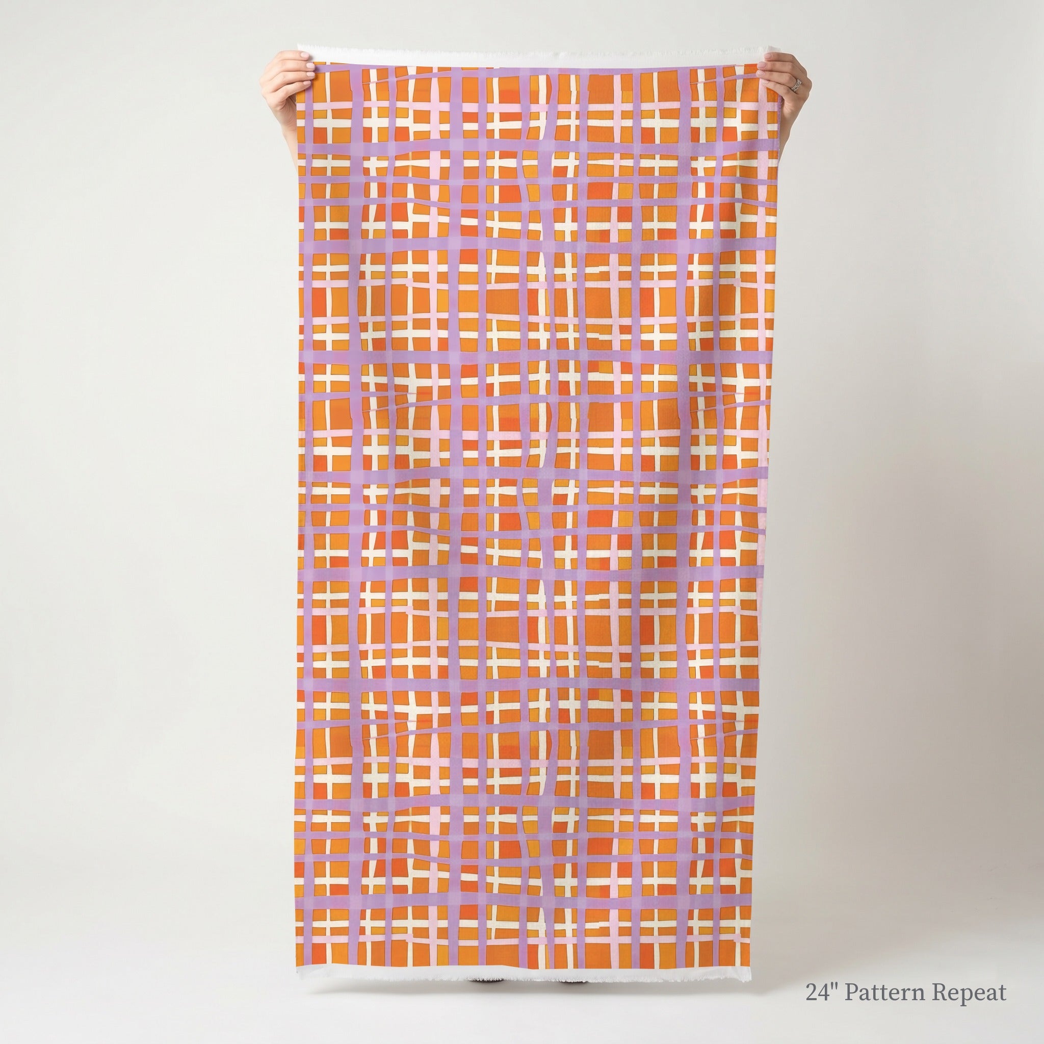 Peachy Gridlock Fabric by the Yard