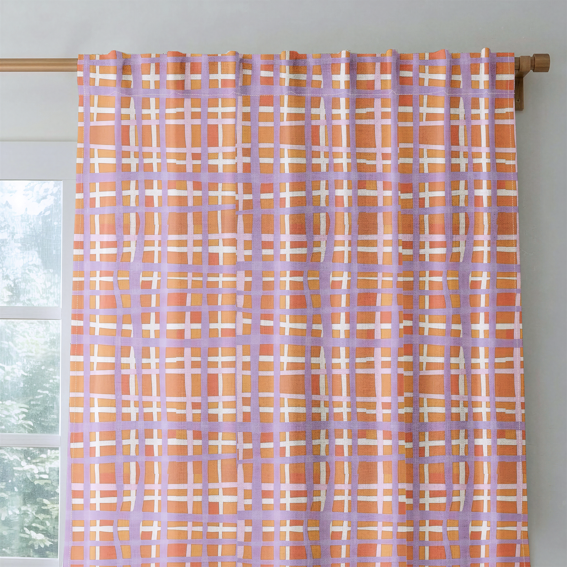 Peachy Gridlock - Drapery — rod