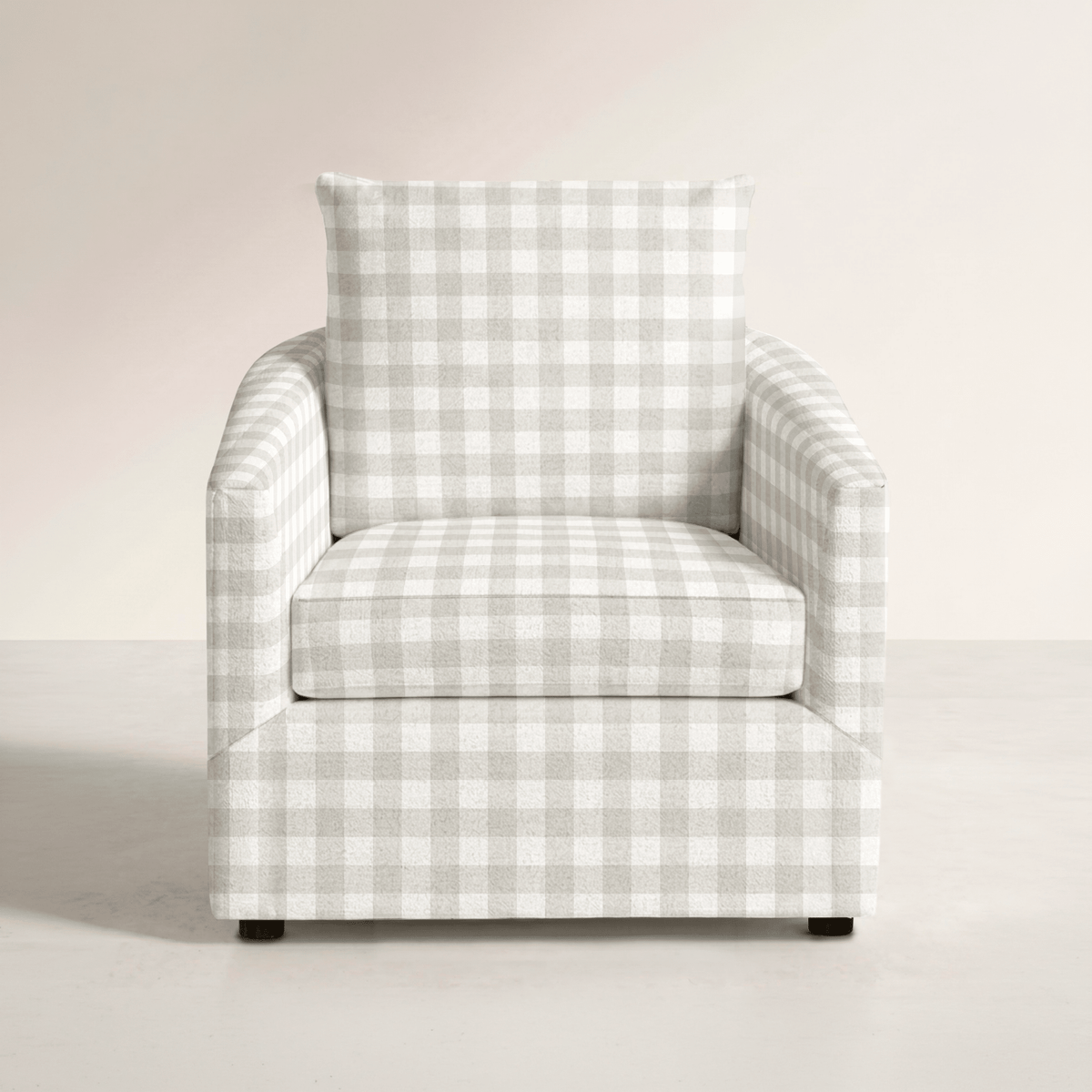 The Grace Chair in Pearl's Haven Fog Gingham - Lemon Park
