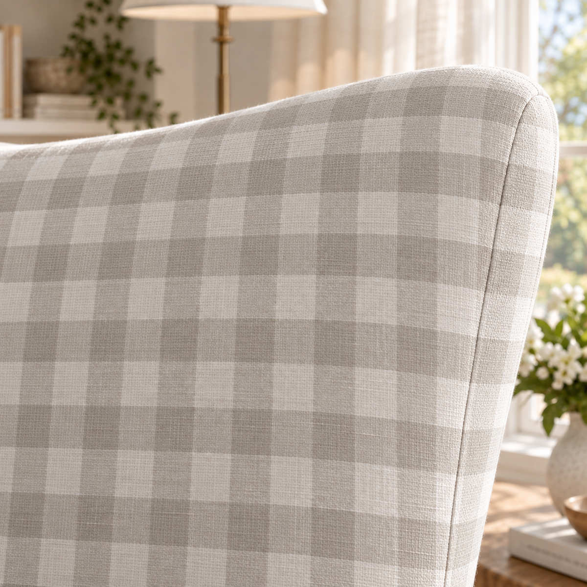 The Winston Chair in Pearl's Haven Fog Gingham