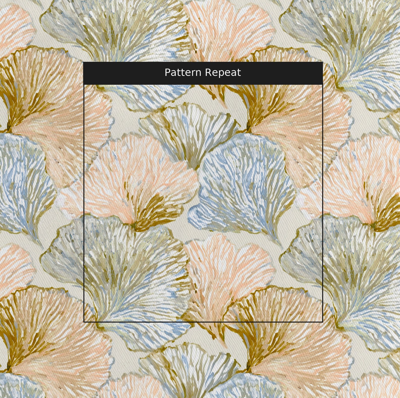 Sea Fan Fabric by the Yard — pattern repeat
