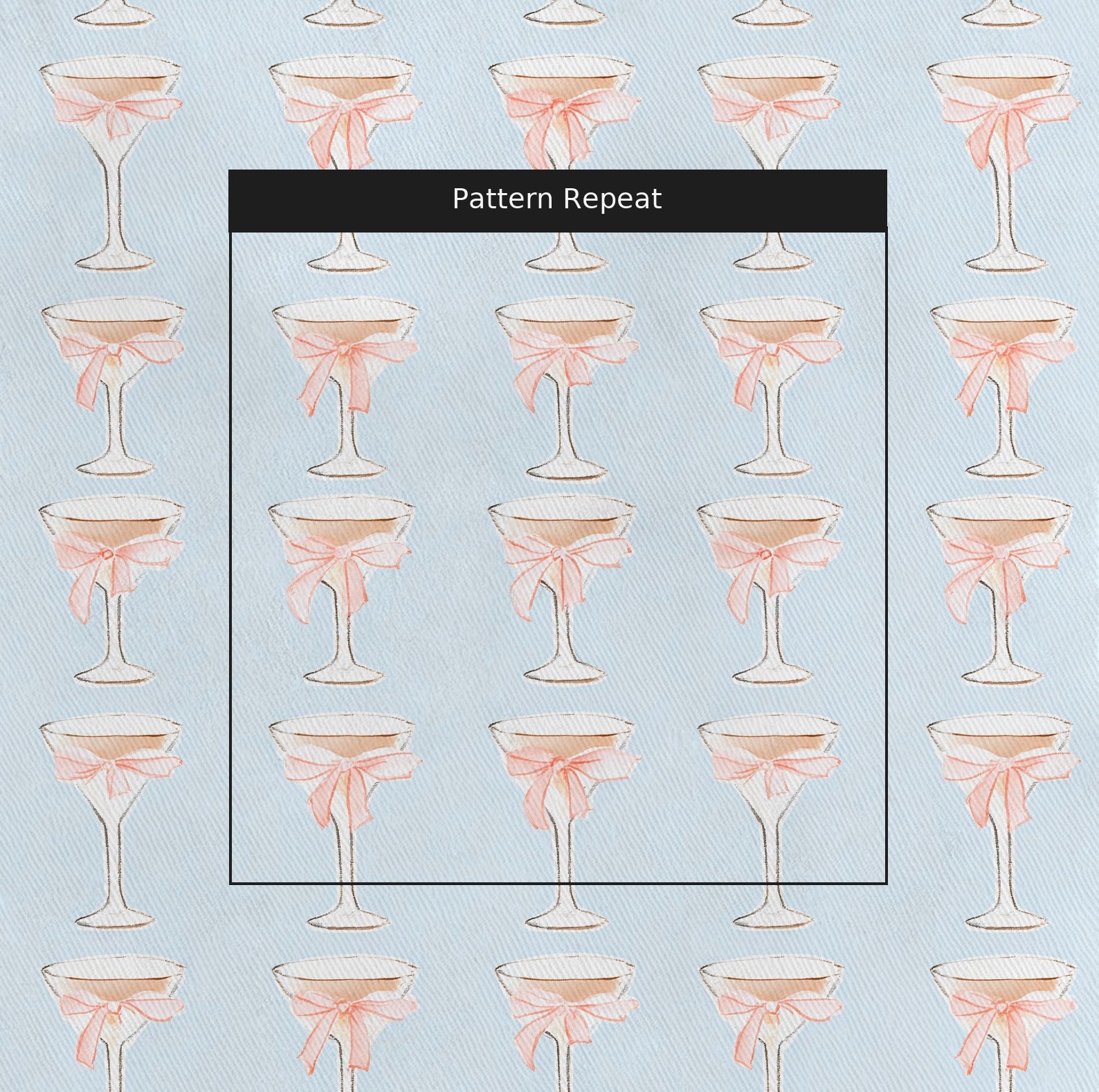 Bow-Tini Fabric by the Yard — pattern repeat