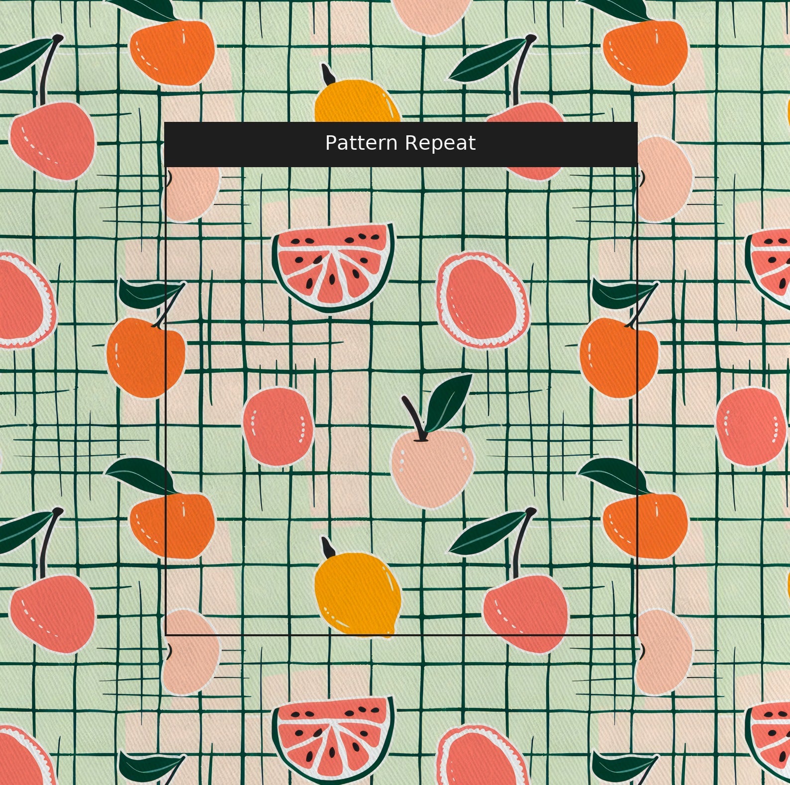 Sweet Citrus Squares Fabric by the Yard — pattern repeat
