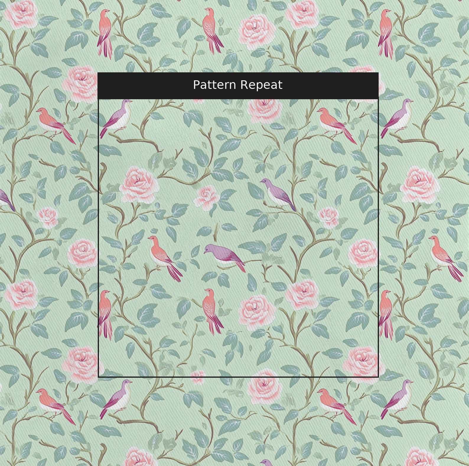 Chirp Charm Fabric by the Yard — pattern repeat