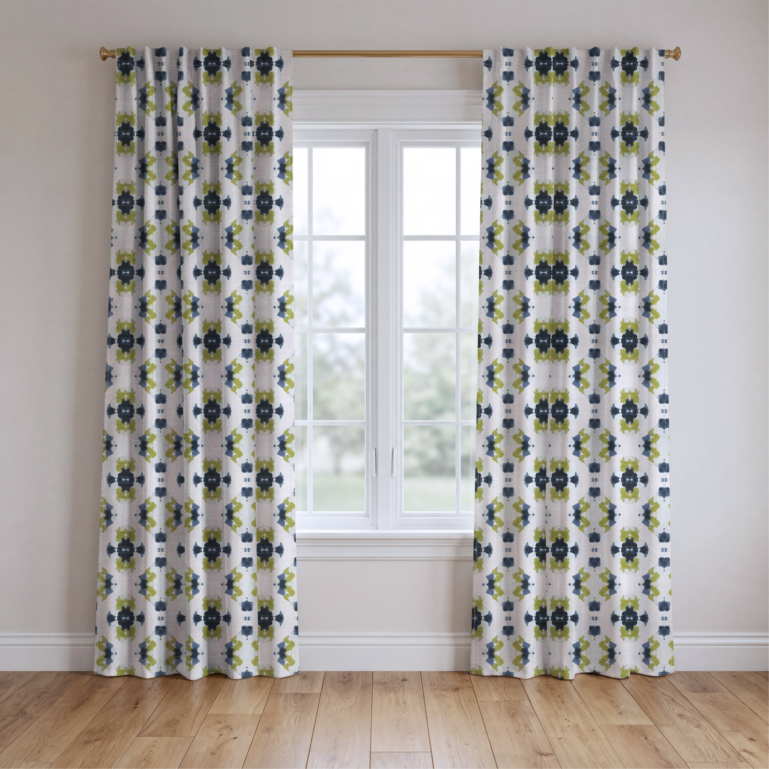 Indigo Clover - Drapery — two panels