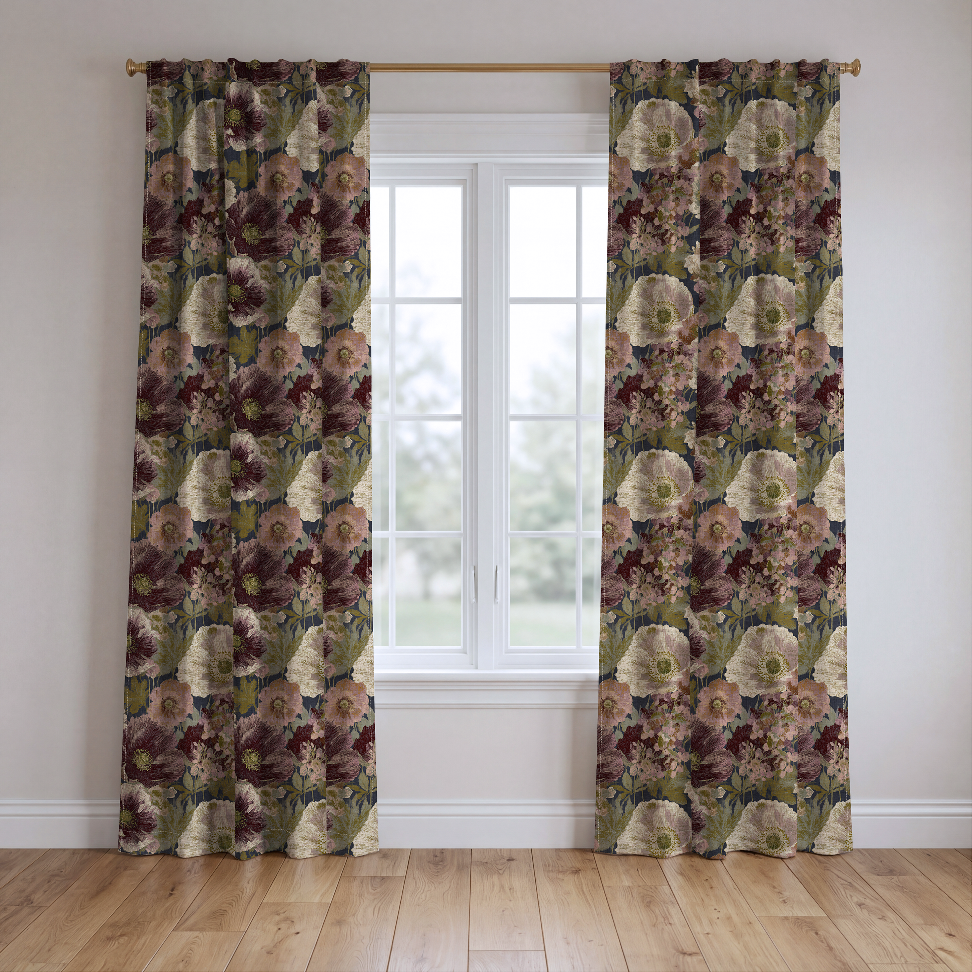 Mulberry - Drapery — two panels