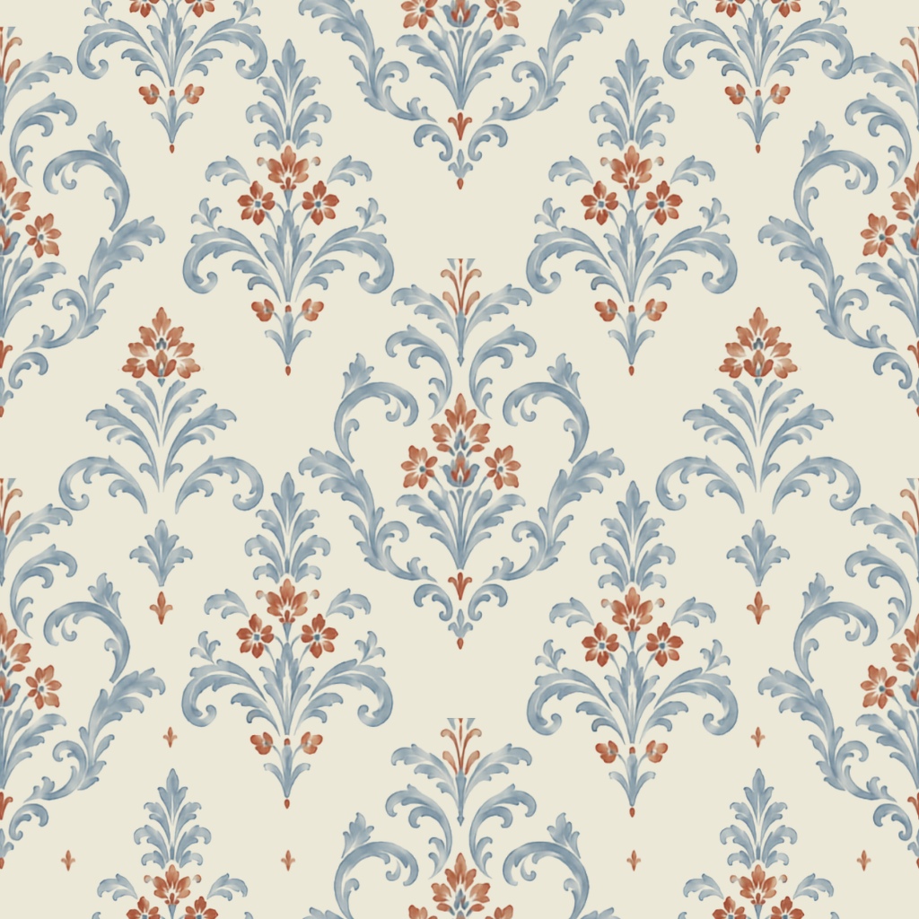 Chambray Tiles European Damask Wallpaper