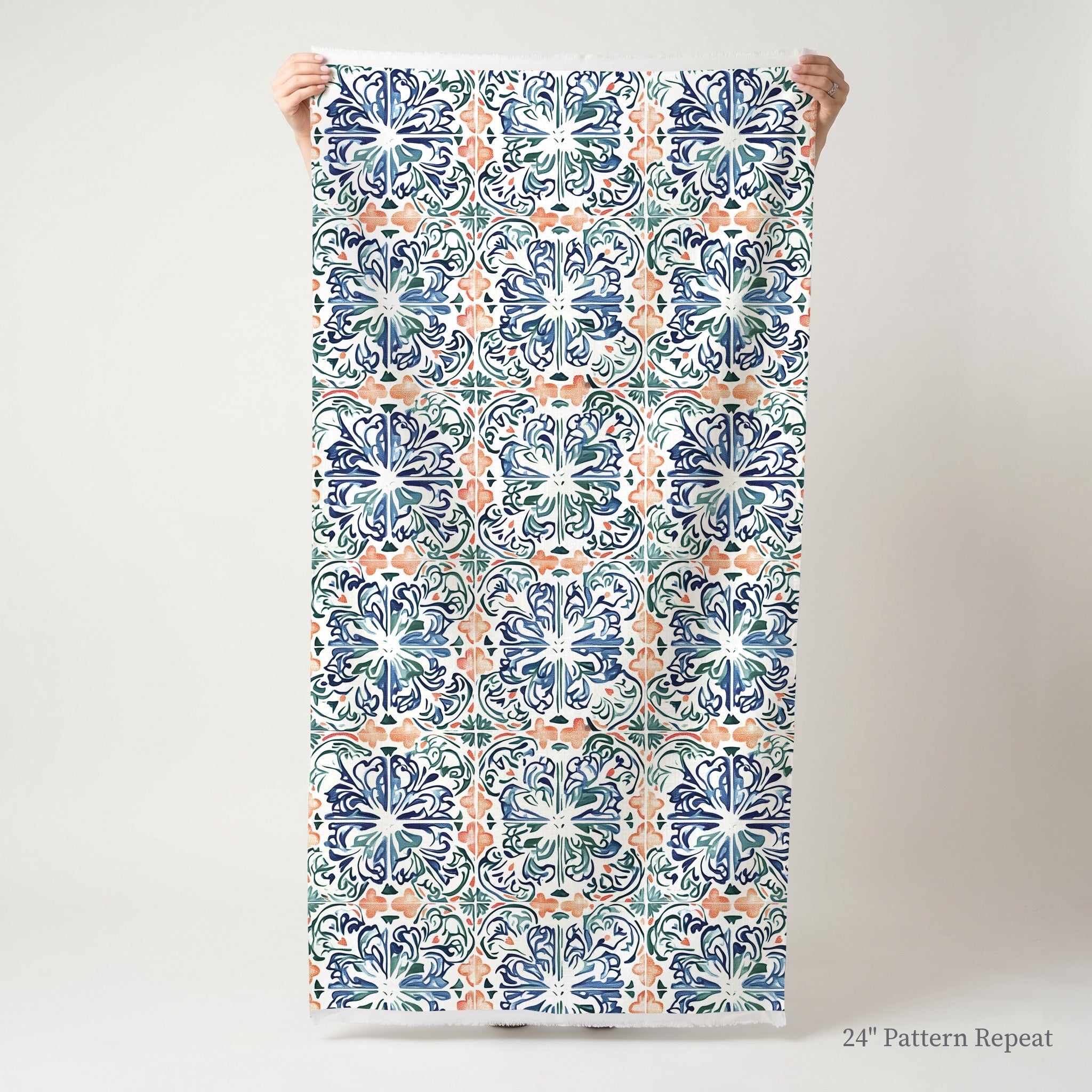 Mediterranean Tile Fabric by the Yard
