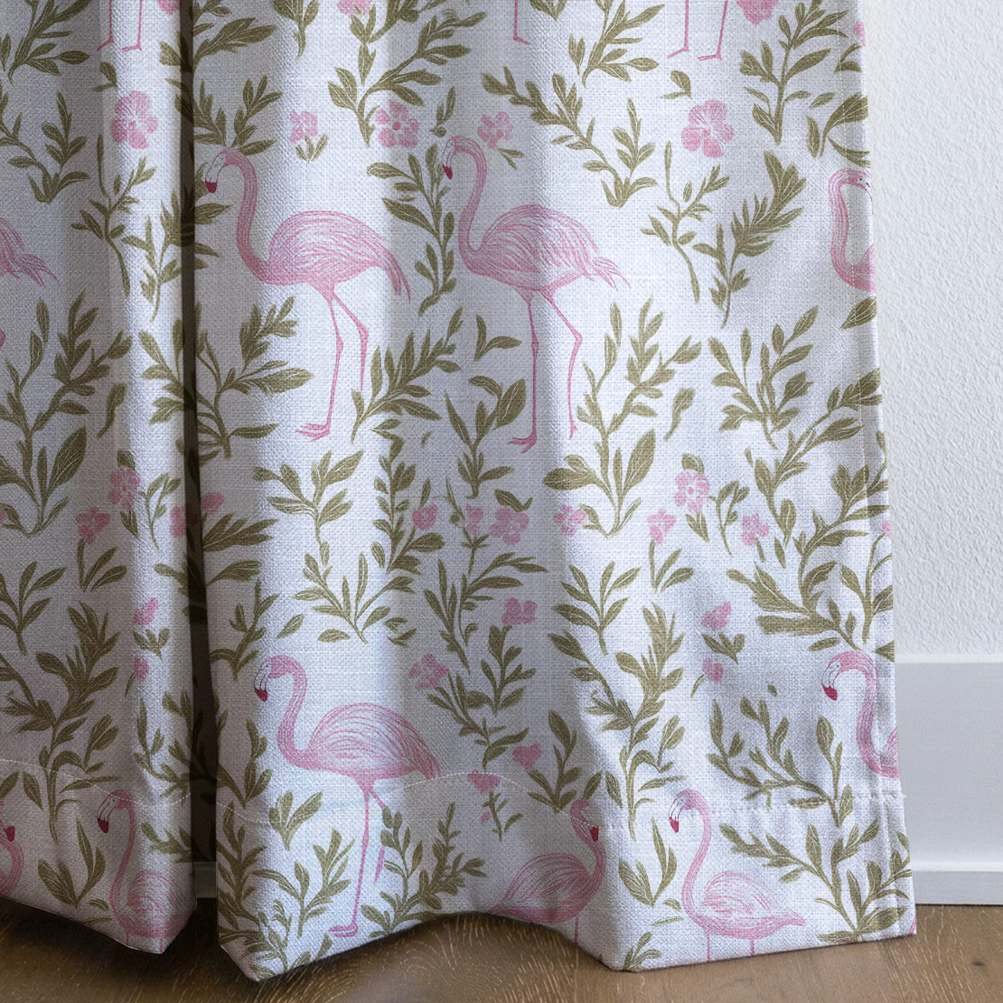 Flora Flamingo - Drapery — corner closeup