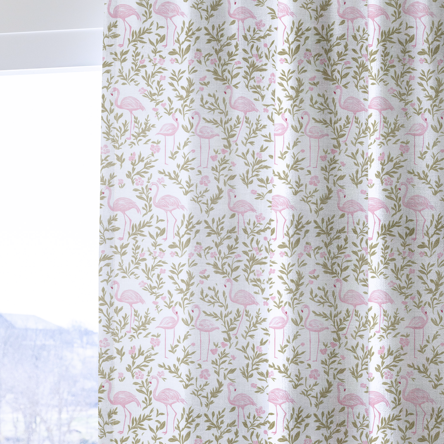 Flora Flamingo - Drapery — one panel