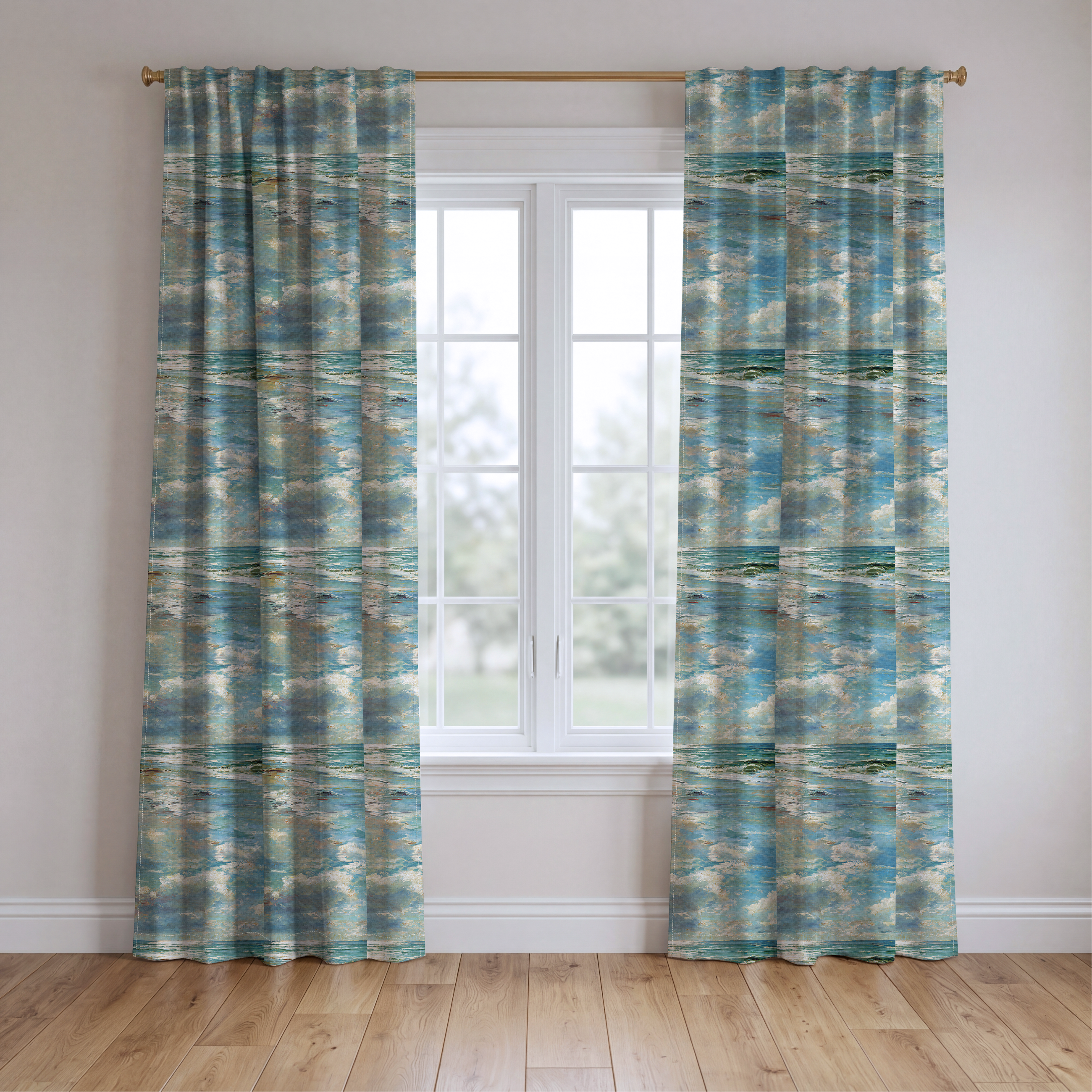 Ocean - Drapery — two panels