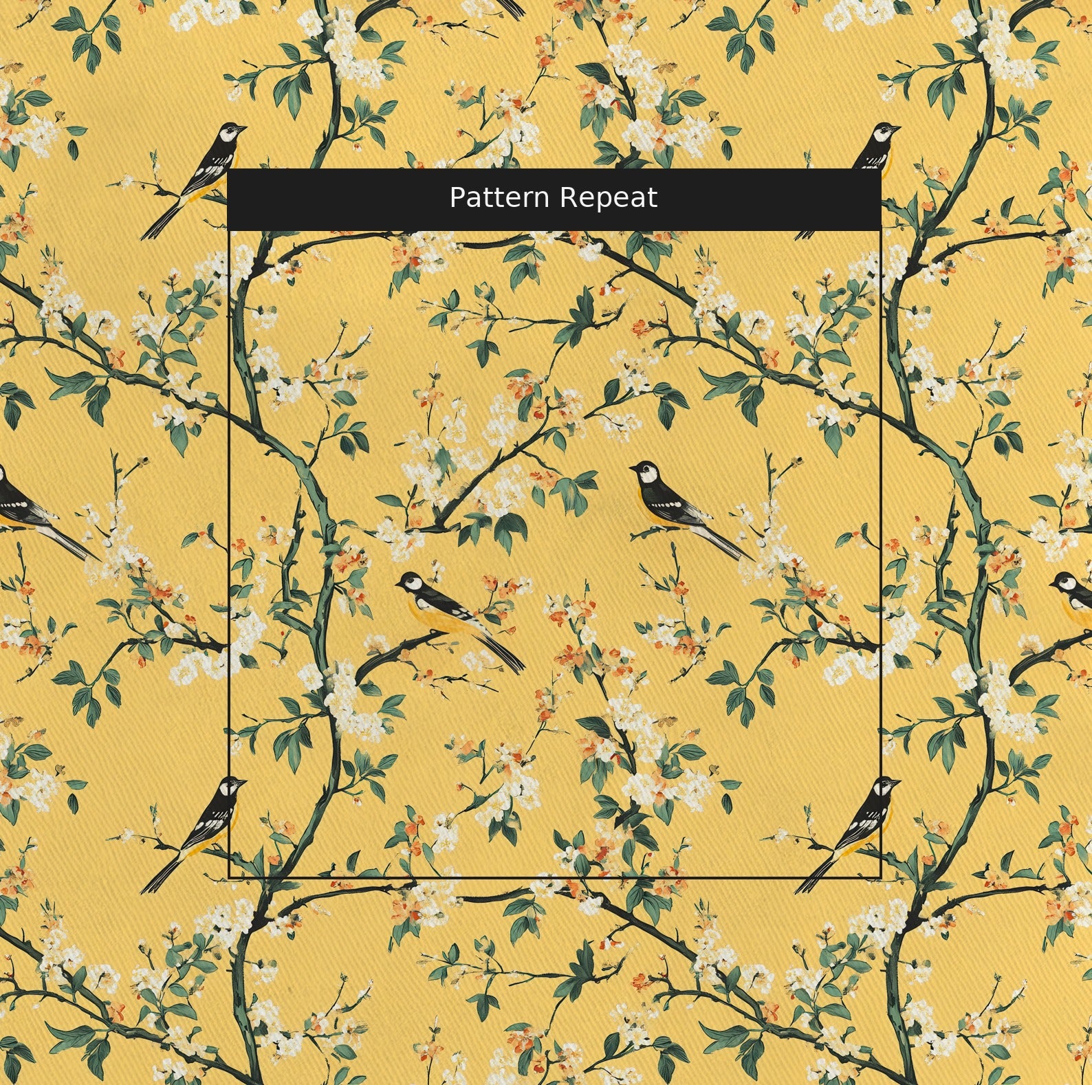 Birdsong Fabric by the Yard — pattern repeat