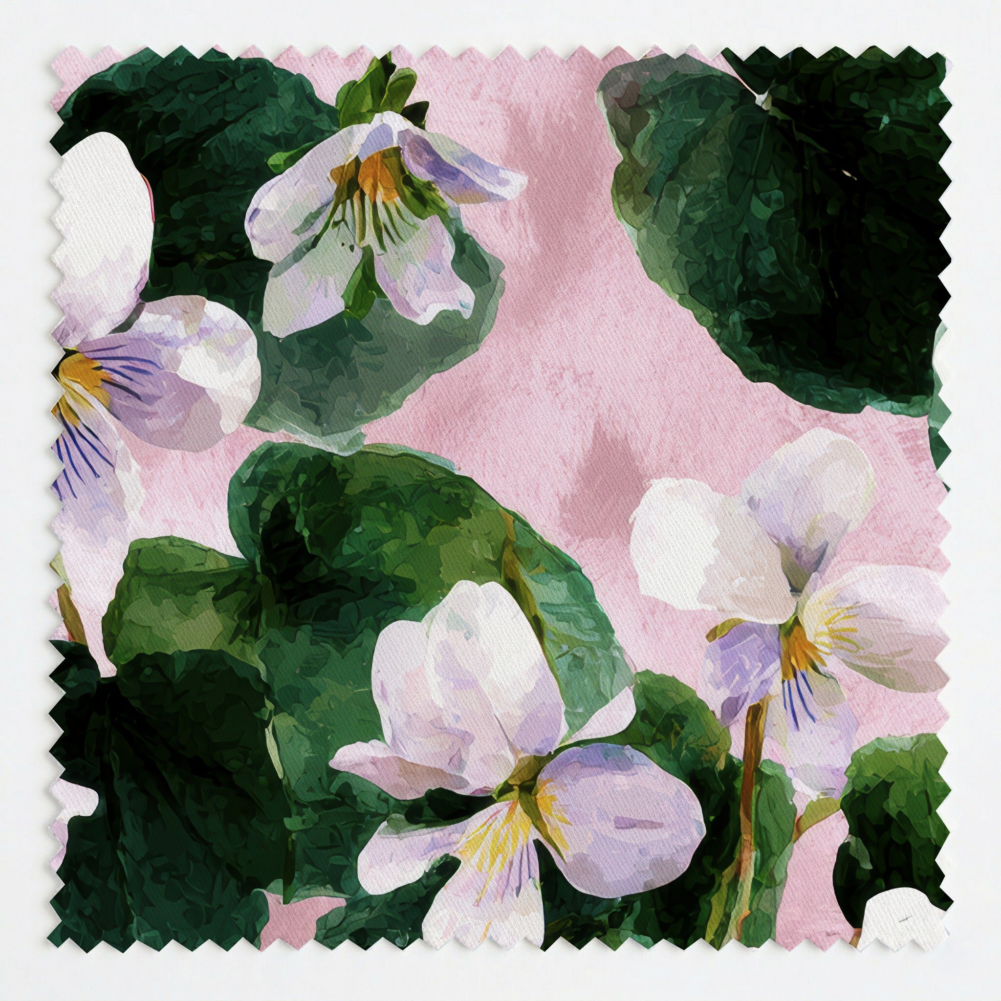 White Violets Pink Fabric by the Yard