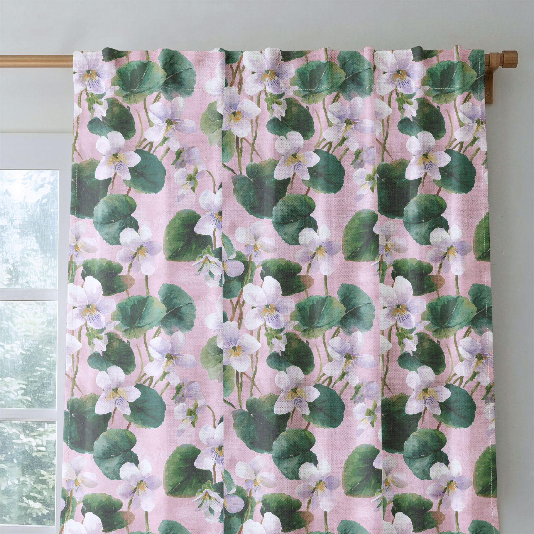 White Violets Pink - Drapery — rod