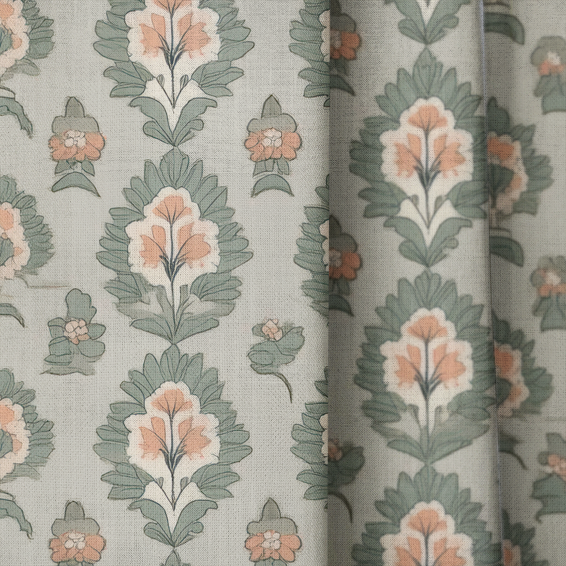 Olive & Peach - Drapery — close up