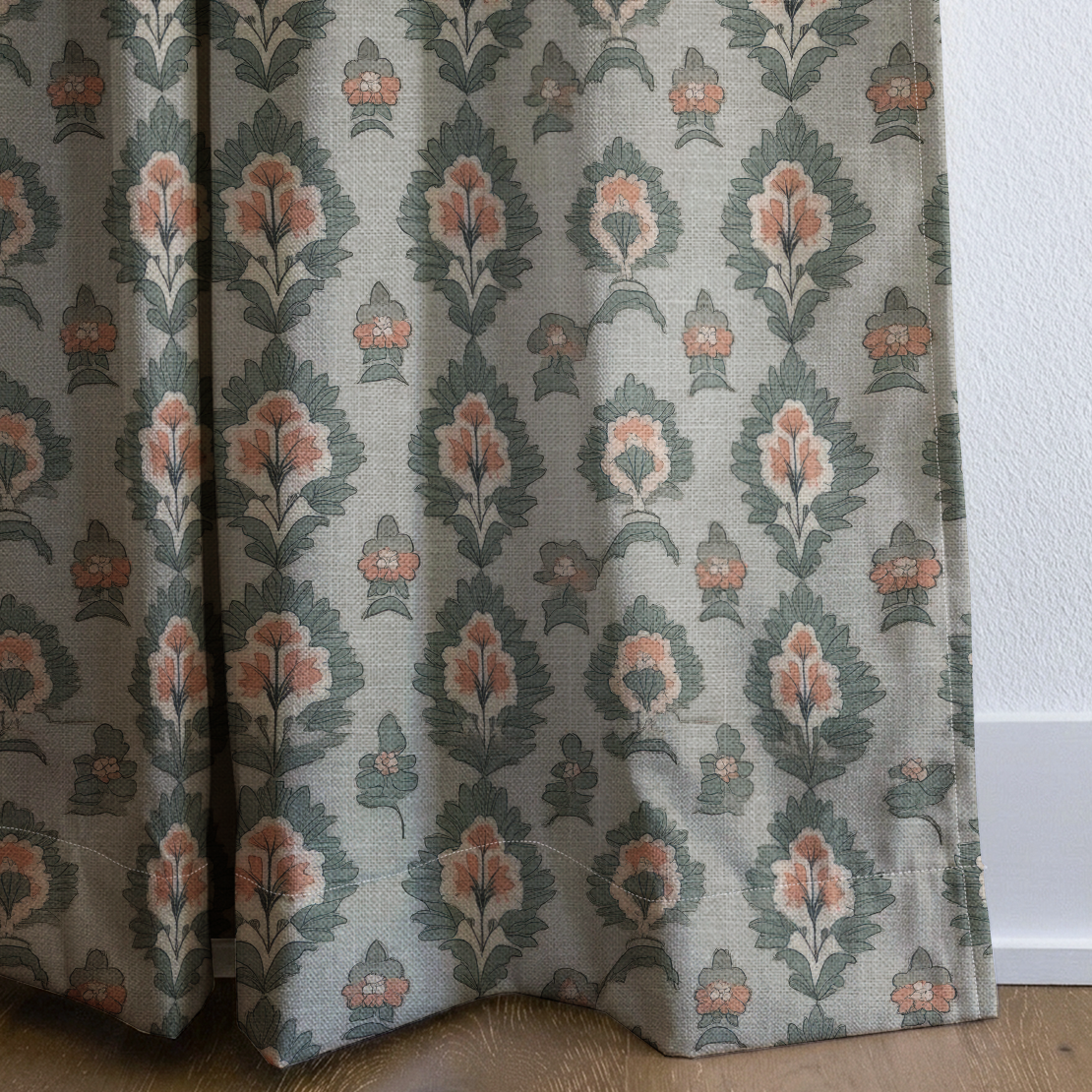 Olive & Peach - Drapery — corner closeup
