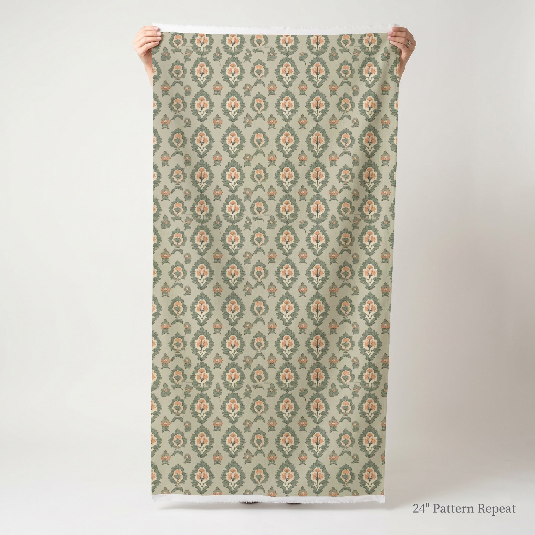 Olive & Peach Fabric by the Yard